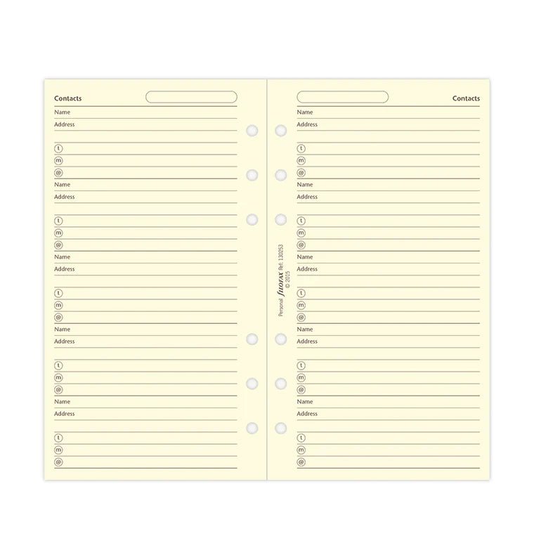 Feuilles de contacts FILOFAX - Cotton Cream - Personal - Personal - 5015142124205