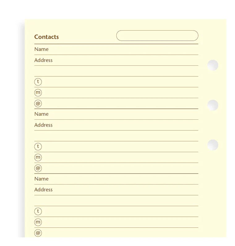 Feuilles de contacts FILOFAX - Cotton Cream - Personal - Personal - 5015142124205