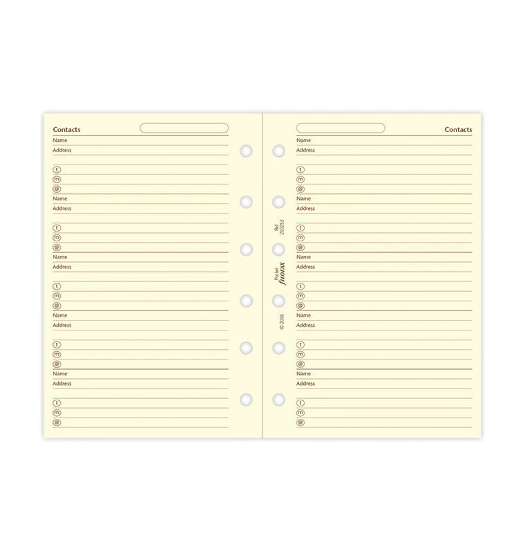 Feuilles de contacts FILOFAX - Cotton Cream - Pocket - Pocket - 5015142124212