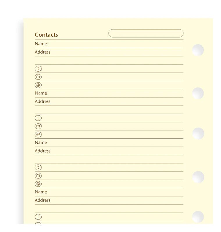 Feuilles de contacts FILOFAX - Cotton Cream - Pocket - Pocket - 5015142124212