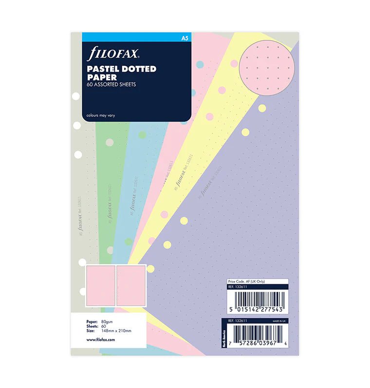 Feuilles de notes pointillées FILOFAX - Assortiment Pastel - A5 - A5 - Pointillé - 5015142277543