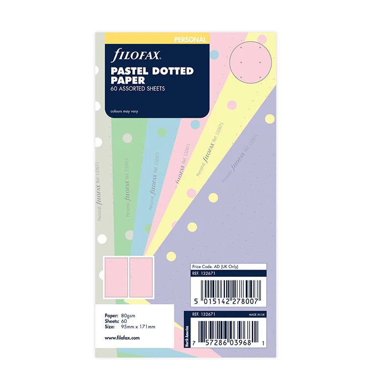 Feuilles de notes pointillées FILOFAX - Assortiment Pastel - Personal - Personal - Pointillé - 5015142278007