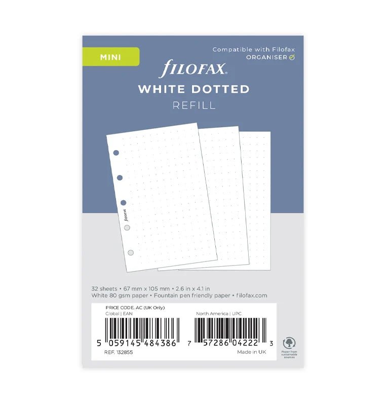 Feuilles de notes pointillées FILOFAX - Blanc - Mini - Mini - Pointillé - 5059145484386