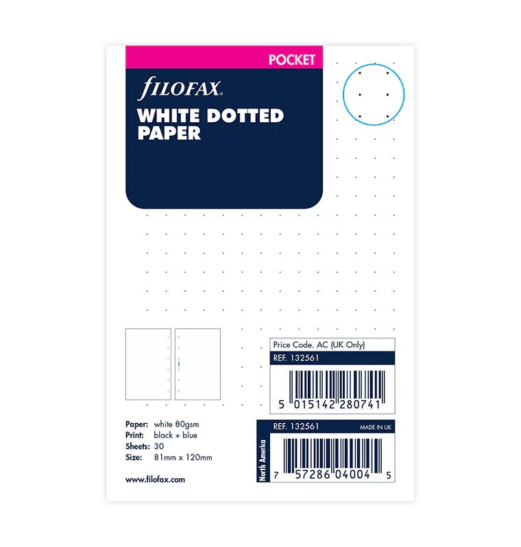 Feuilles de notes pointillées FILOFAX - Blanc - Pocket - Pocket - Pointillé - 5015142280741