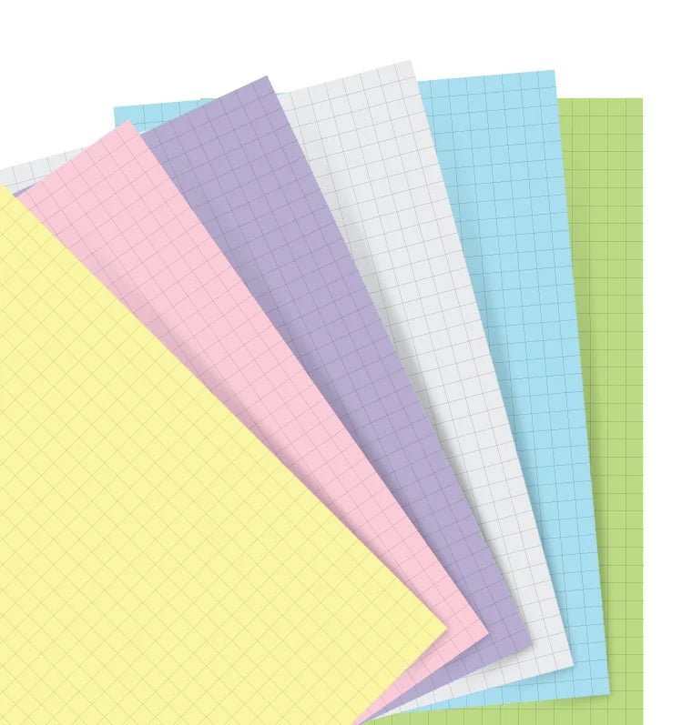 Feuilles de notes quadrillées FILOFAX - Assortiment Pastel - A5 - A5 - Quadrillé - 5015142277567