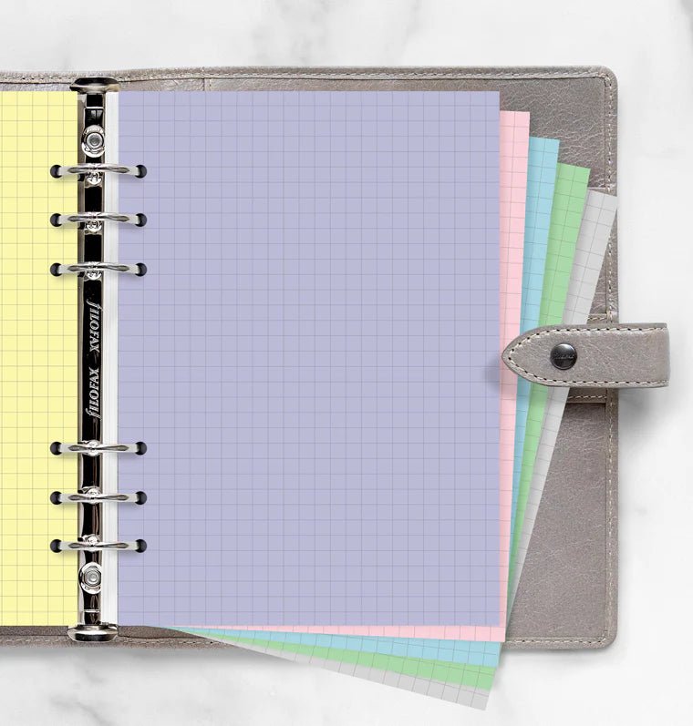 Feuilles de notes quadrillées FILOFAX - Assortiment Pastel - A5 - A5 - Quadrillé - 5015142277567
