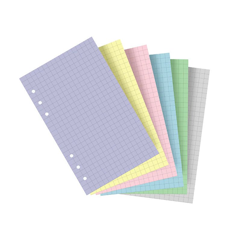 Feuilles de notes quadrillées FILOFAX - Assortiment Pastel - Personal - Personal - Quadrillé - 5015142278021