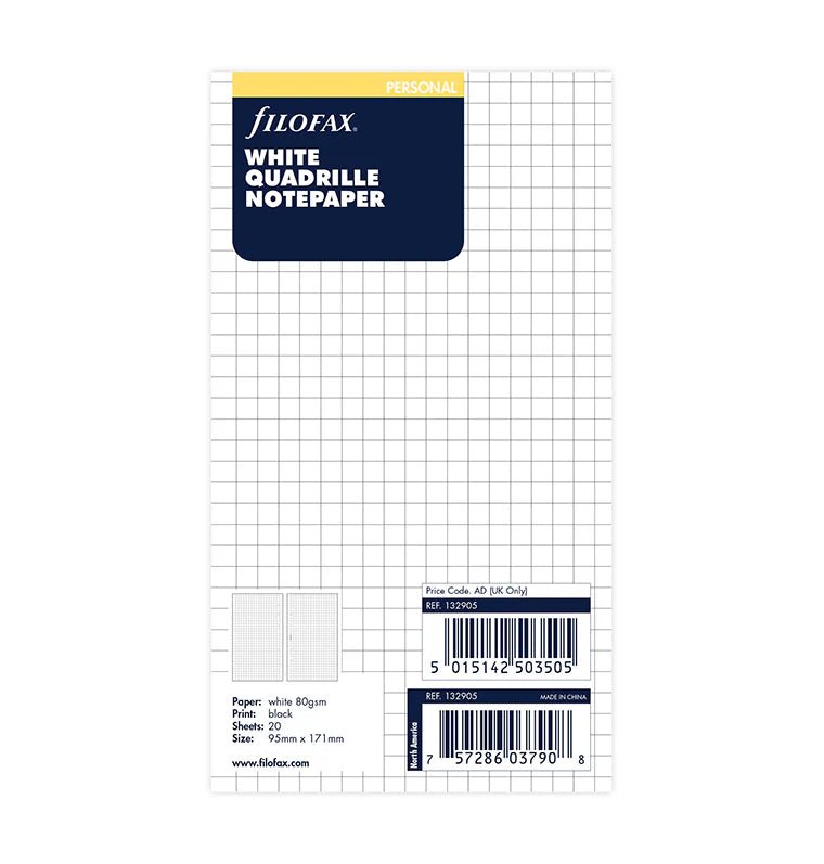 Feuilles de notes quadrillées FILOFAX - Blanc - Personal - Personal - Quadrillé - 5015142503505