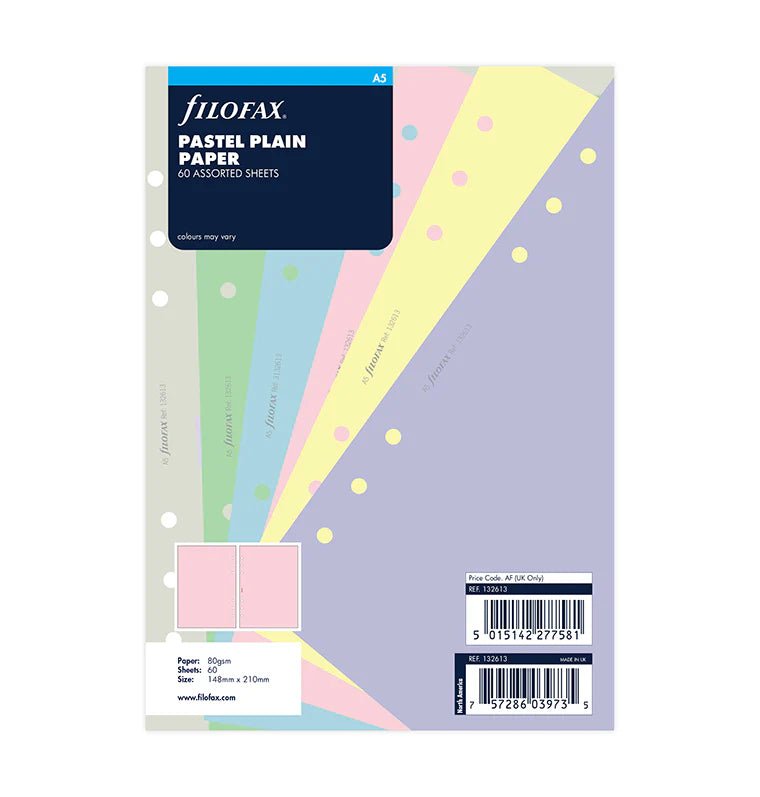 Feuilles de notes unies FILOFAX - Assortiment Pastel - A5 - A5 - Uni - 5015142277581