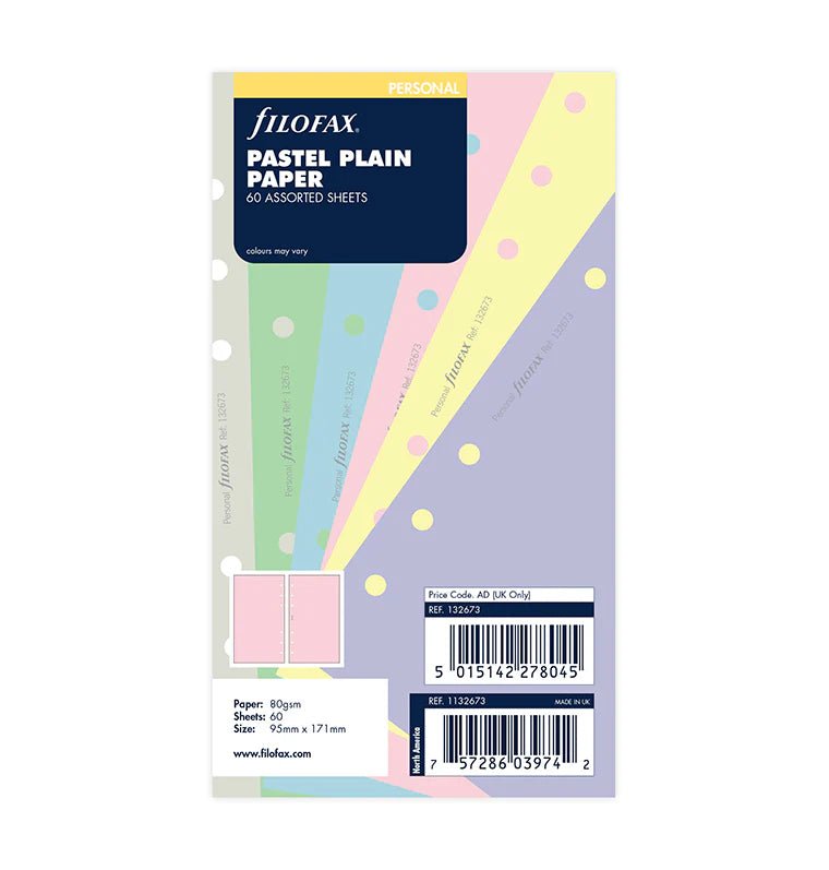 Feuilles de notes unies FILOFAX - Assortiment Pastel - Personal - Personal - Uni - 5015142278045