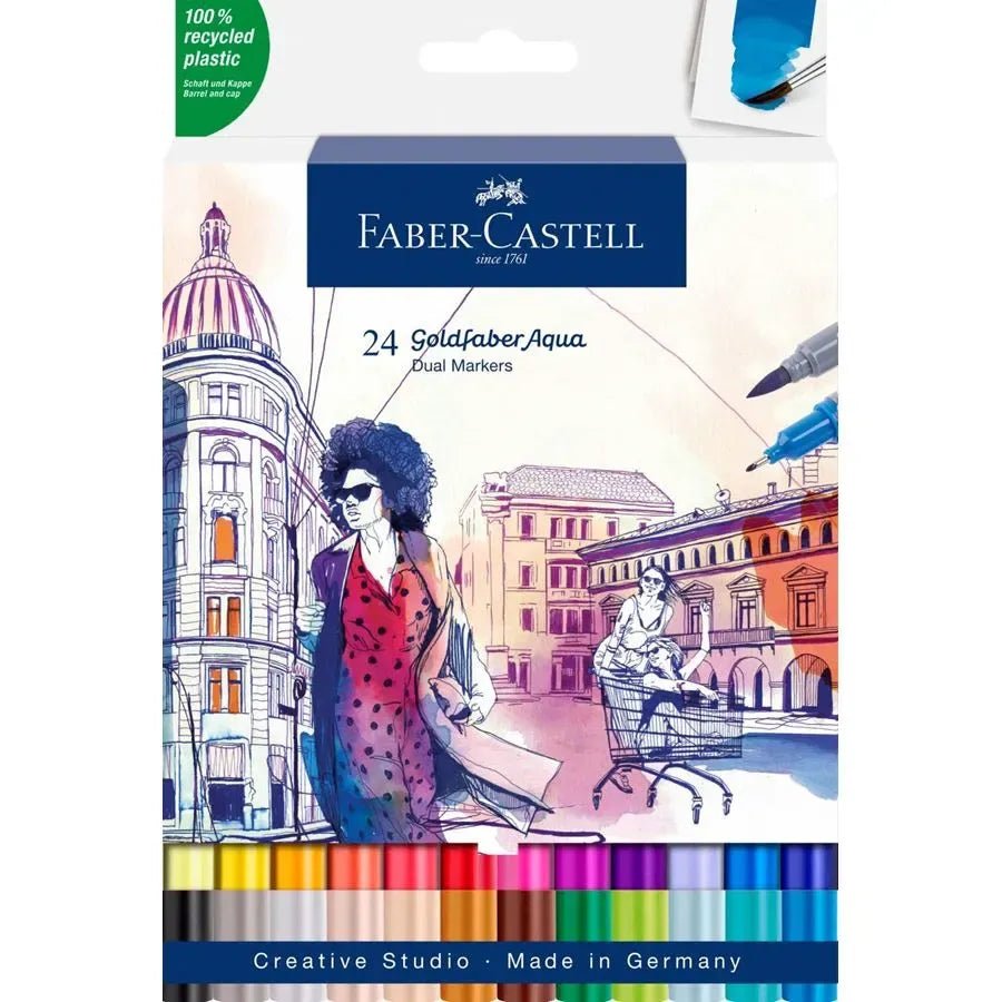 Feutres aquarelle à double pointe GOLDFABER AQUA - Étui 24 couleurs - FABER - CASTELL - 4005401646242