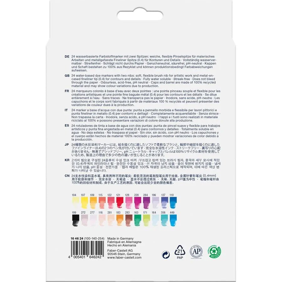 Feutres aquarelle à double pointe GOLDFABER AQUA - Étui 24 couleurs - FABER - CASTELL - 4005401646242