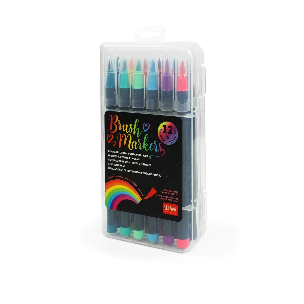 Feutres pinceaux BRUSH MARKERS Bright Colours - Étui 12 couleurs - LEGAMI - 8054320561248