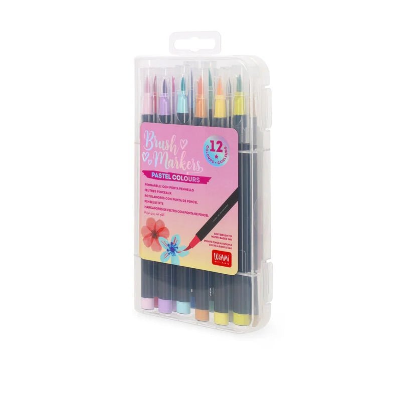 Feutres pinceaux BRUSH MARKERS Pastel Colours - Étui 12 couleurs - LEGAMI - 8052694010423