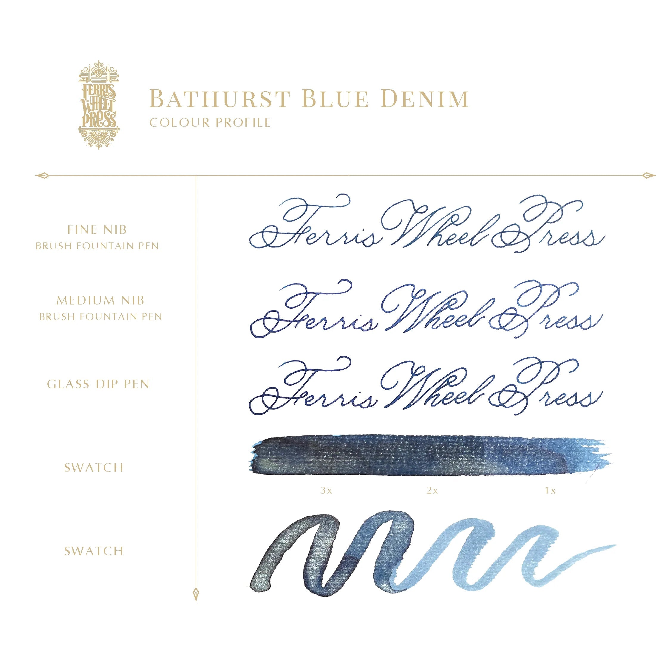 Flacon d'encre FERRIS WHEEL PRESS - Everyday Ink - Bathurst Blue Denim (38ml) - 818351001542