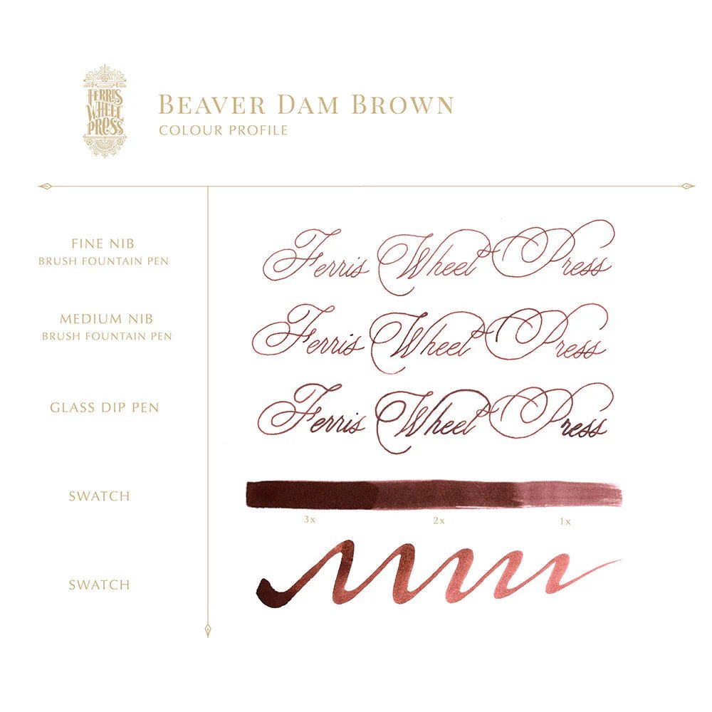 Flacon d'encre FERRIS WHEEL PRESS - Everyday Ink - Beaver Dam Brown (38ml) - 850025001649