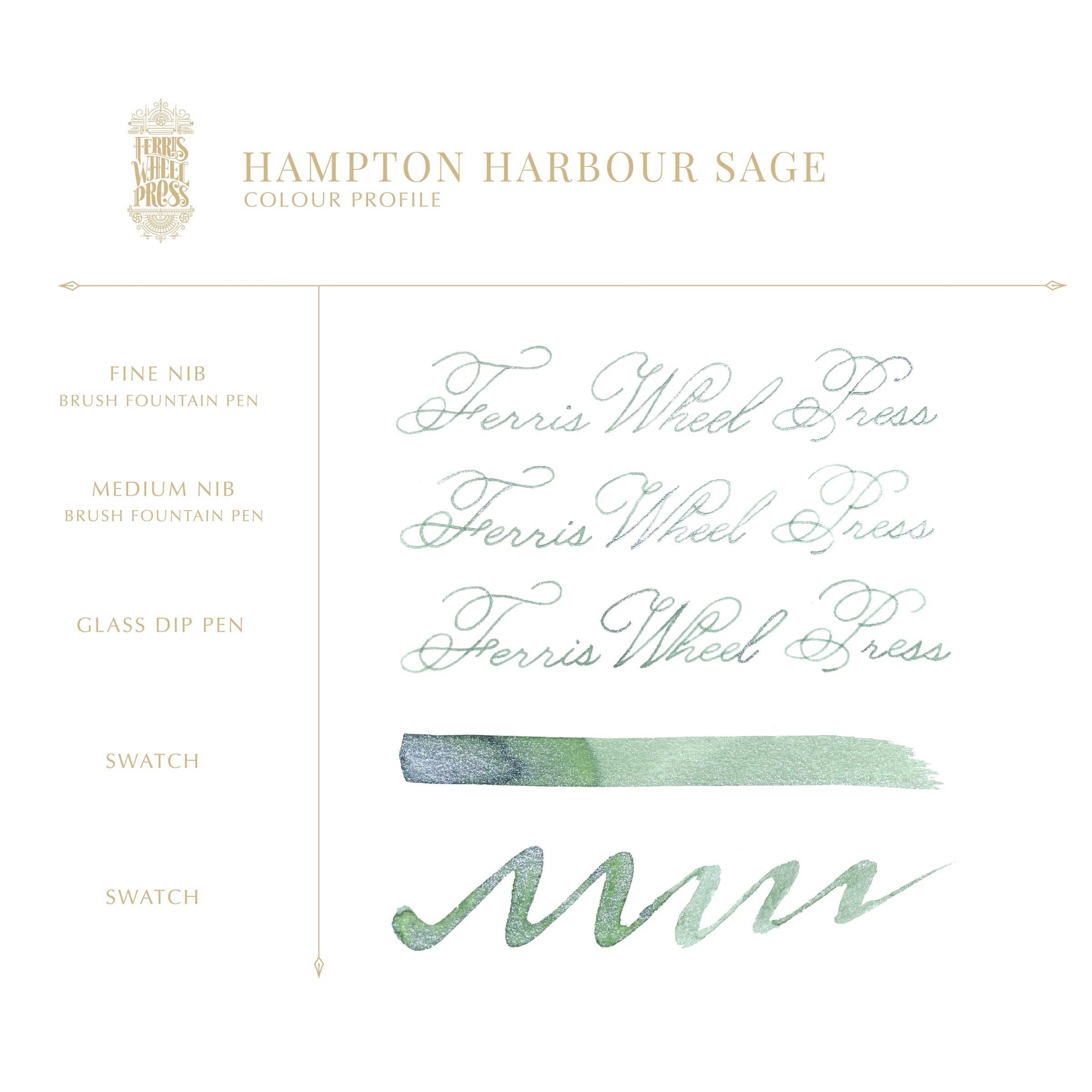 Flacon d'encre FERRIS WHEEL PRESS - Everyday Ink - Hampton Harbour Sage (38ml) - 818351002518