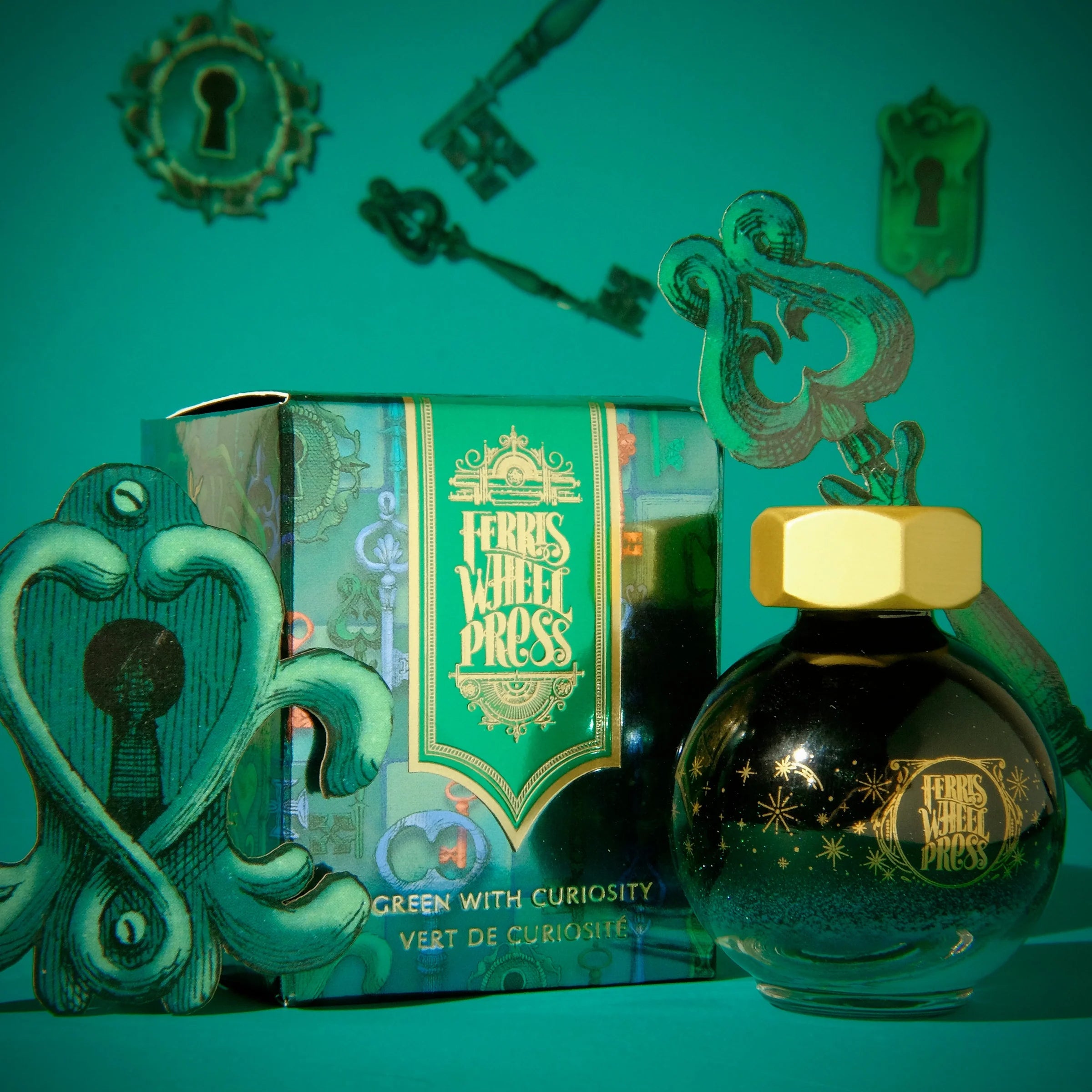 Flacon d'encre FERRIS WHEEL PRESS - FerriTales - Down the Rabbit Hole | Green with Curiosity (20ml) - 818351001788