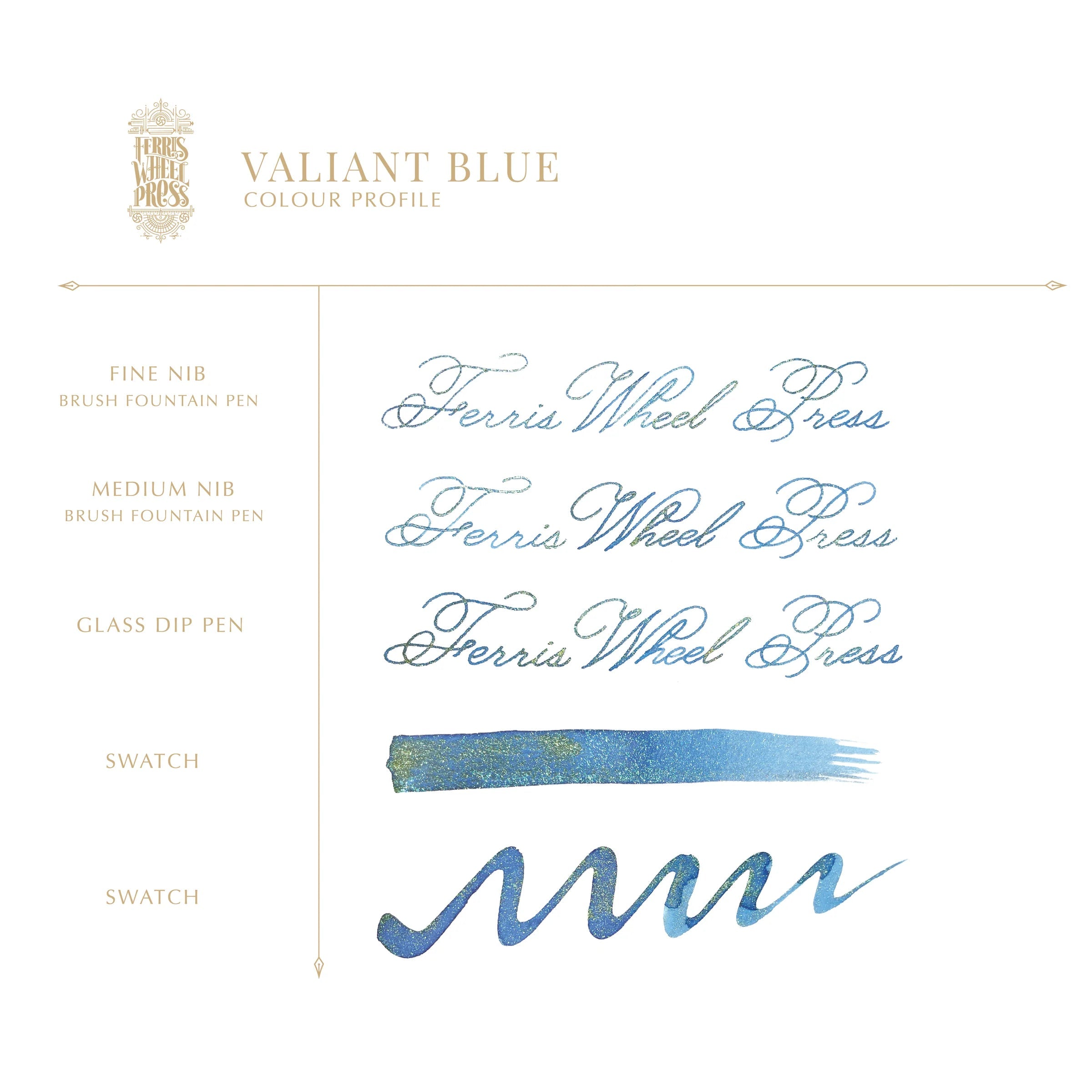 Flacon d'encre FERRIS WHEEL PRESS - FerriTales - The Beauty and the Beast | Valiant Blue (20ml) - 818351003133