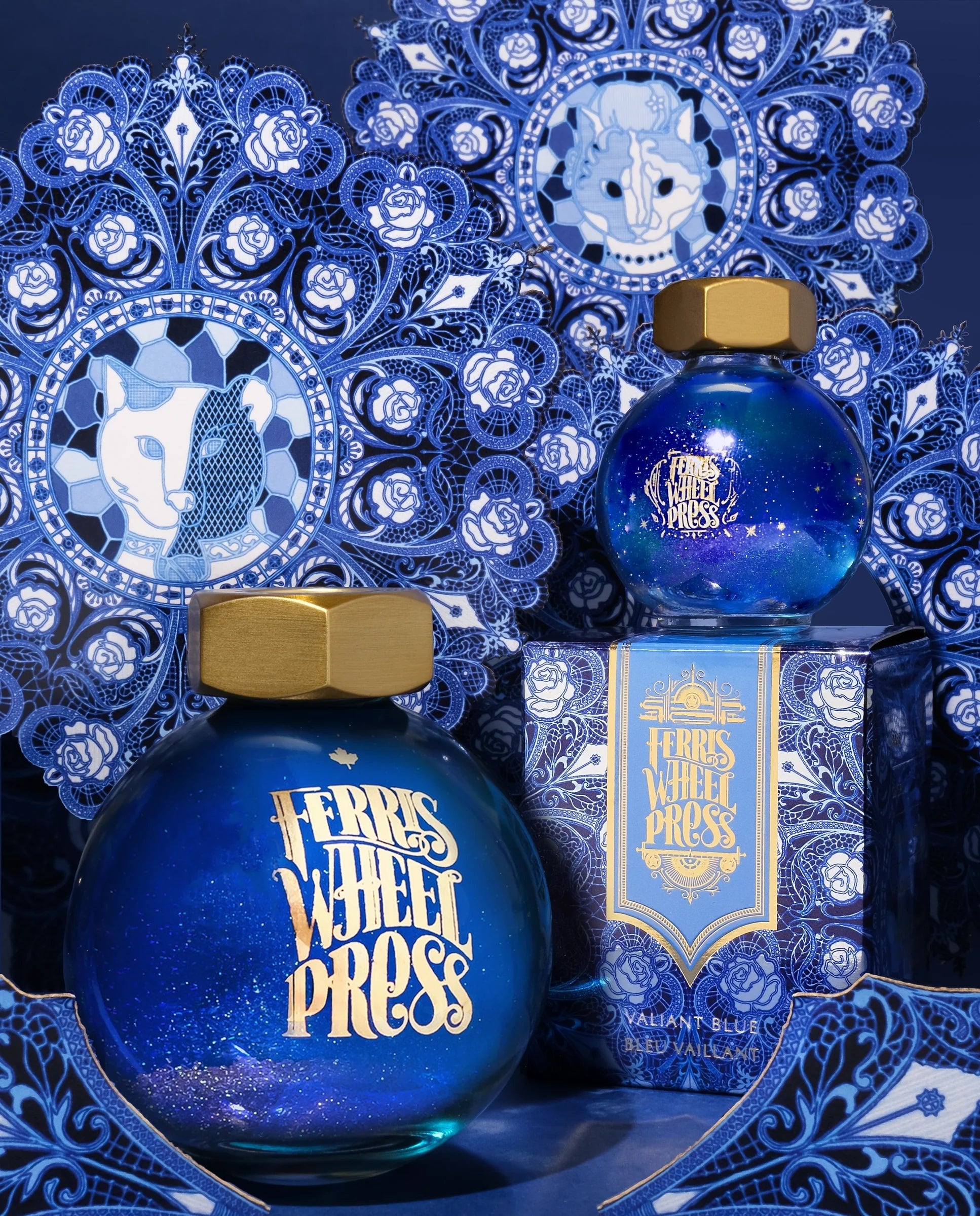 Flacon d'encre FERRIS WHEEL PRESS - FerriTales - The Beauty and the Beast | Valiant Blue (20ml) - 818351003133