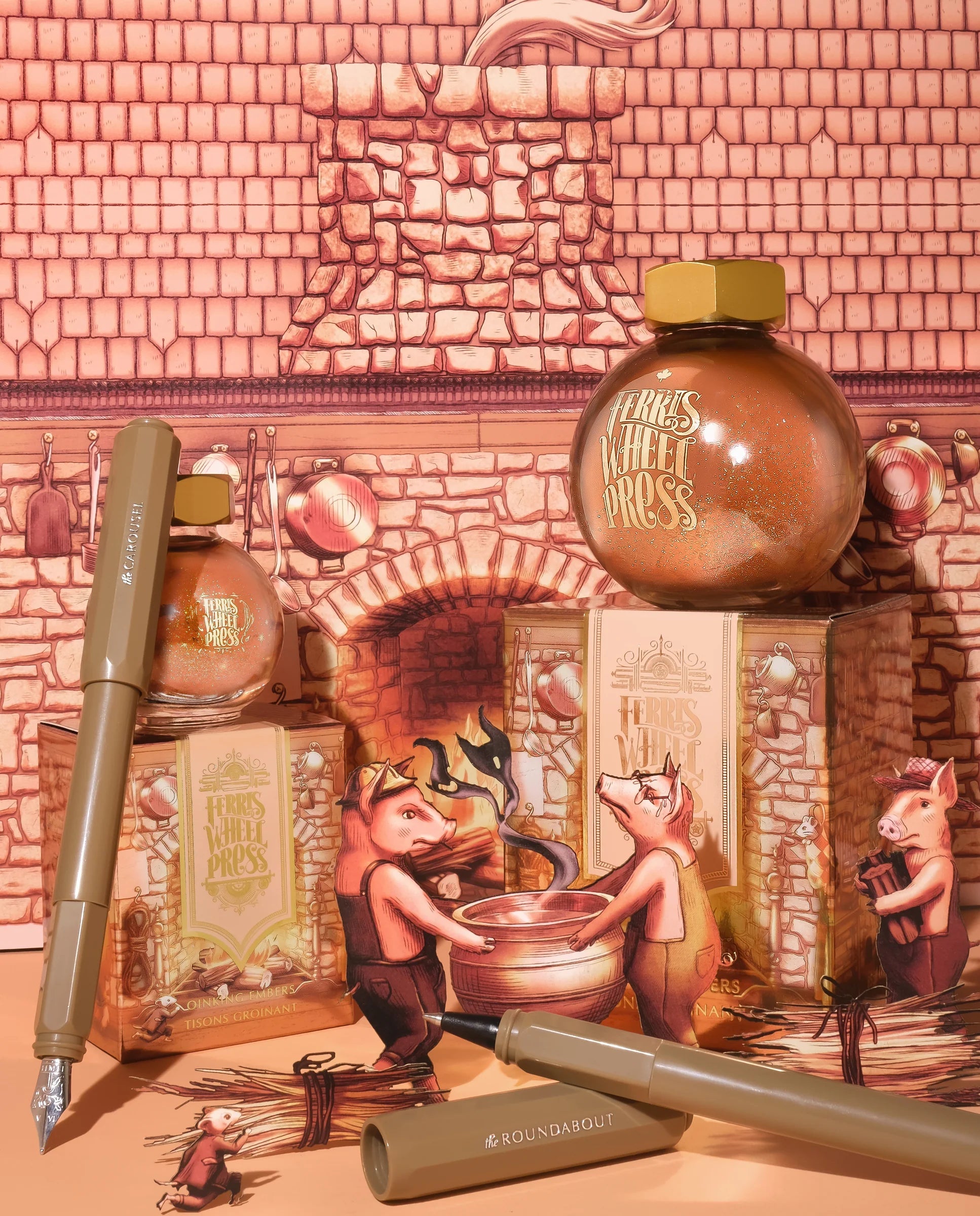 Flacon d'encre FERRIS WHEEL PRESS - FerriTales - The Three Little Pigs | Oinking Embers (20ml) - 818351003355