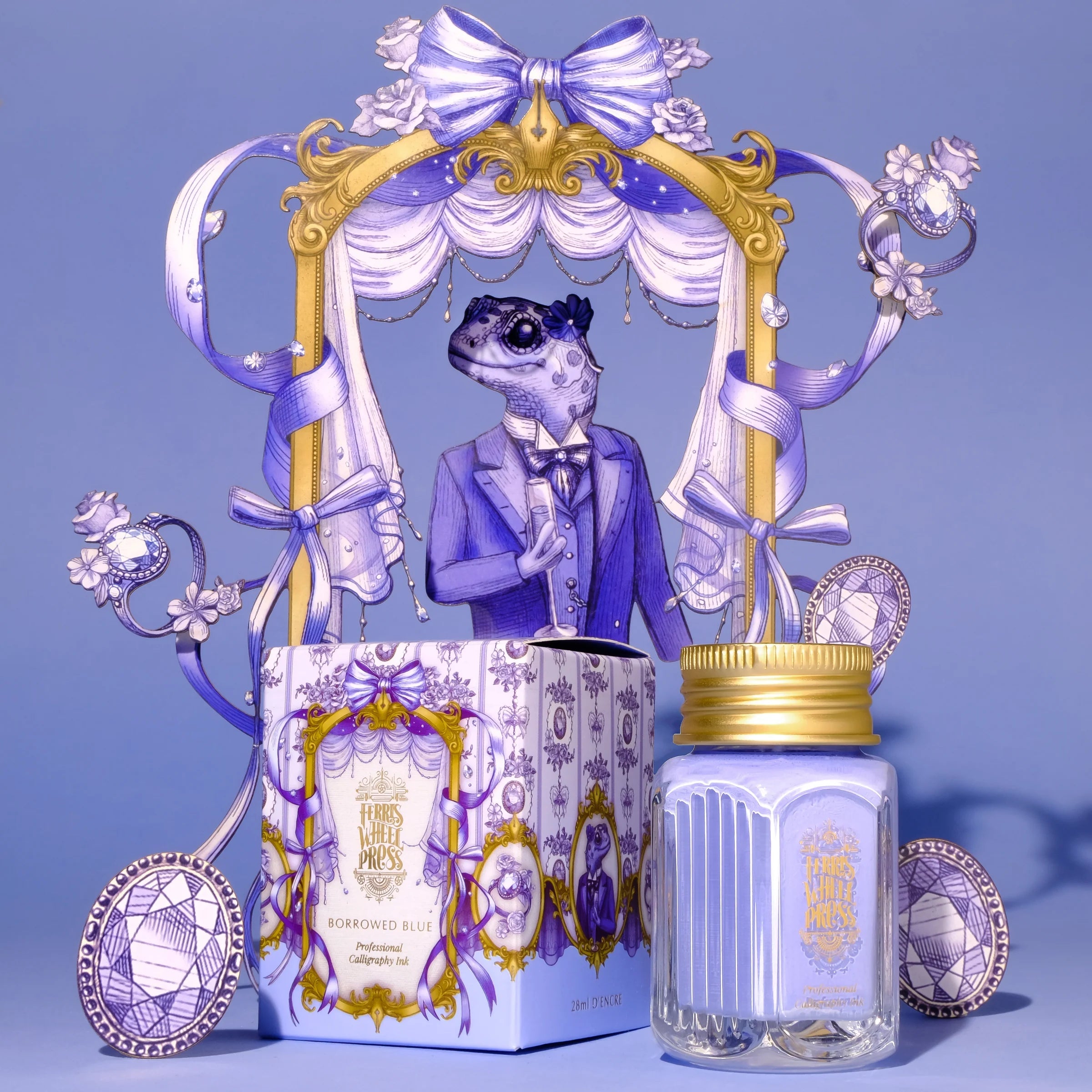 Flacon d'encre FERRIS WHEEL PRESS - Professional Calligraphy Ink - Borrowed Blue - 28 ml -