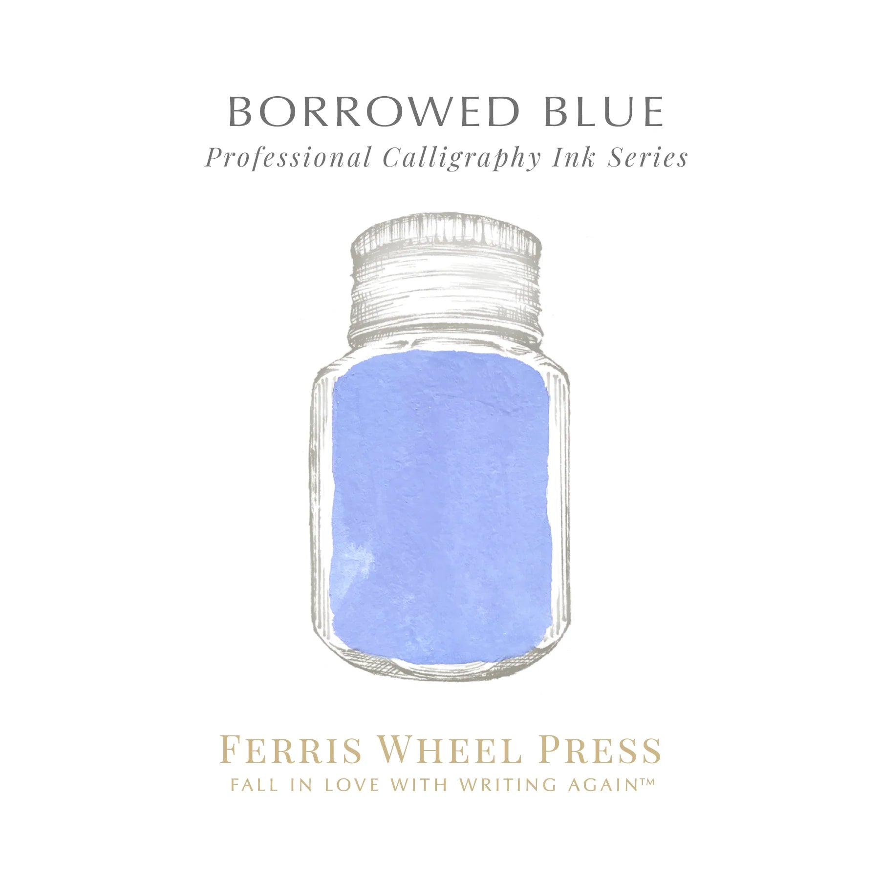Flacon d'encre FERRIS WHEEL PRESS - Professional Calligraphy Ink - Borrowed Blue - 28 ml -