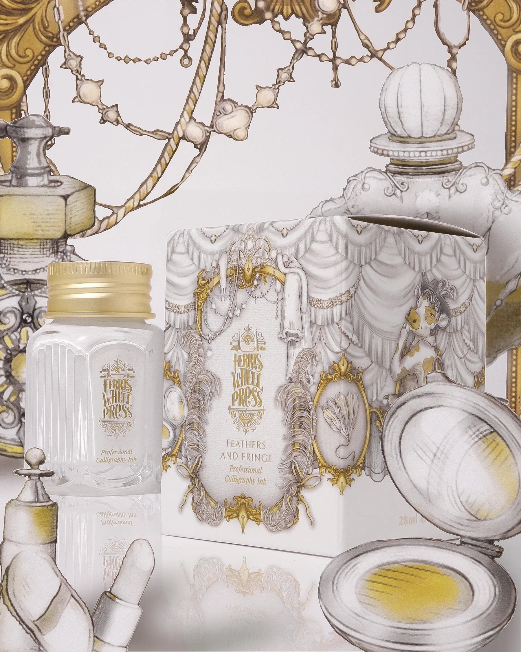 Flacon d'encre FERRIS WHEEL PRESS - Professional Calligraphy Ink - Feathers and Fringe (28ml) - 818351005489