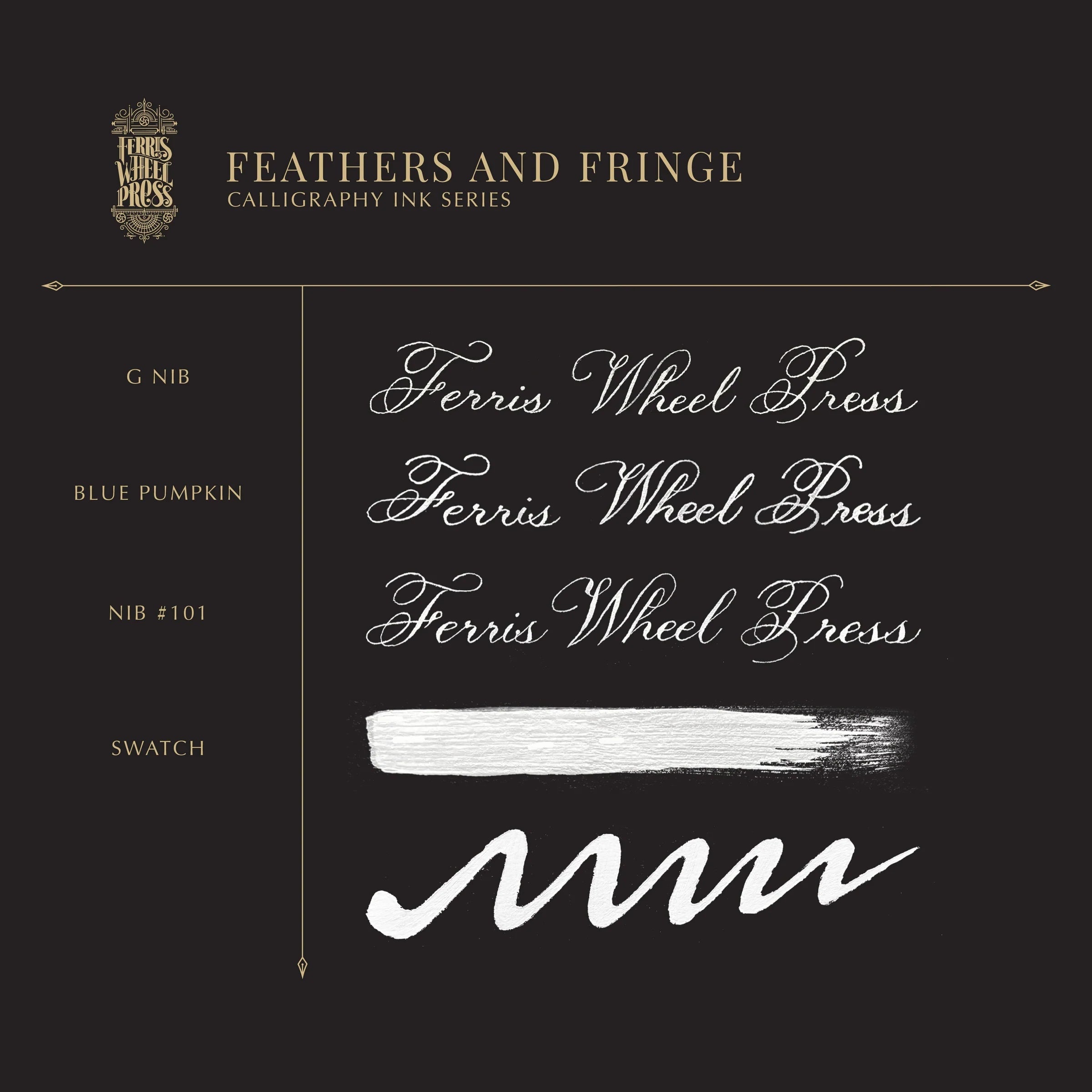 Flacon d'encre FERRIS WHEEL PRESS - Professional Calligraphy Ink - Feathers and Fringe (28ml) - 818351005489