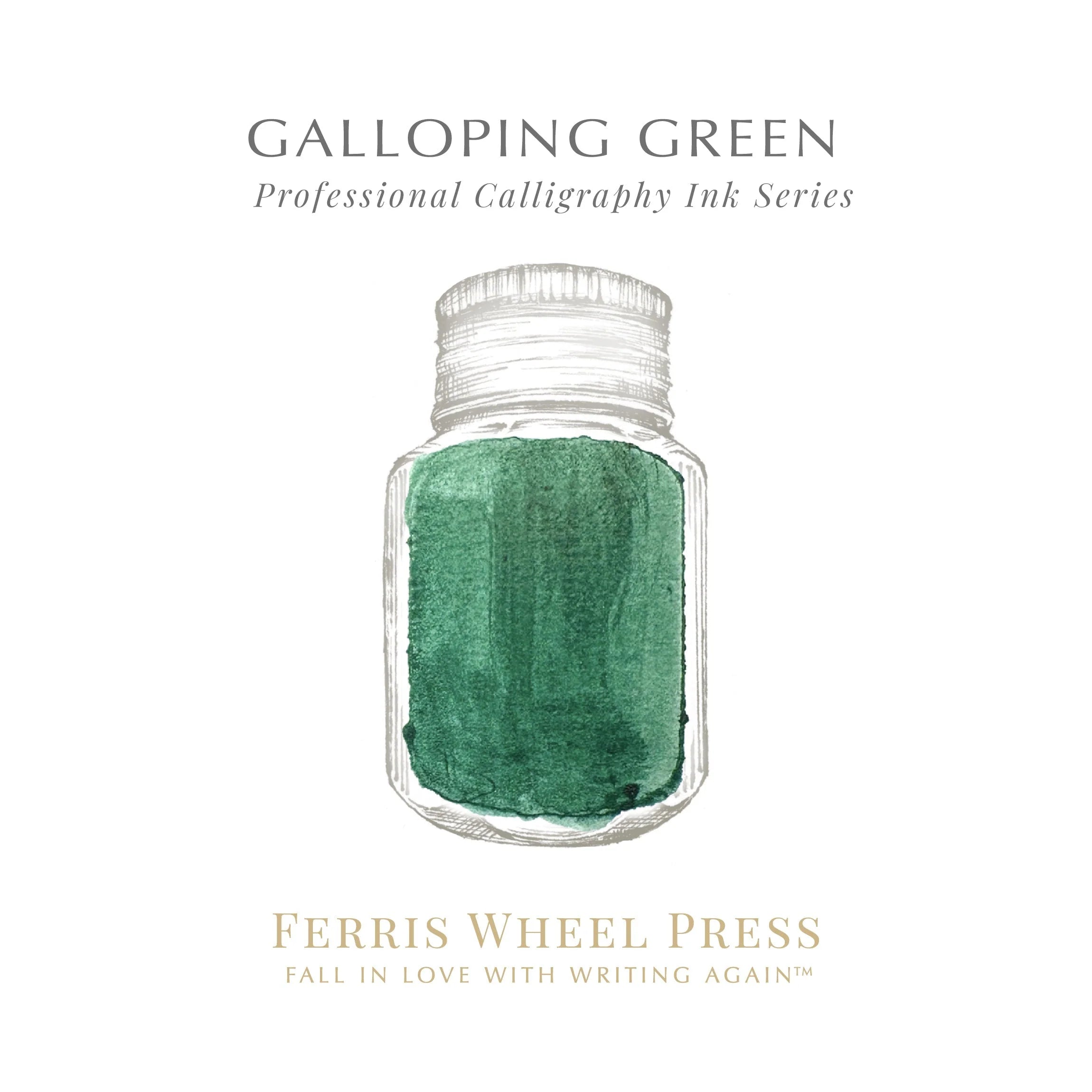 Flacon d'encre FERRIS WHEEL PRESS - Professional Calligraphy Ink - Galloping Green (28ml) - 818351005694