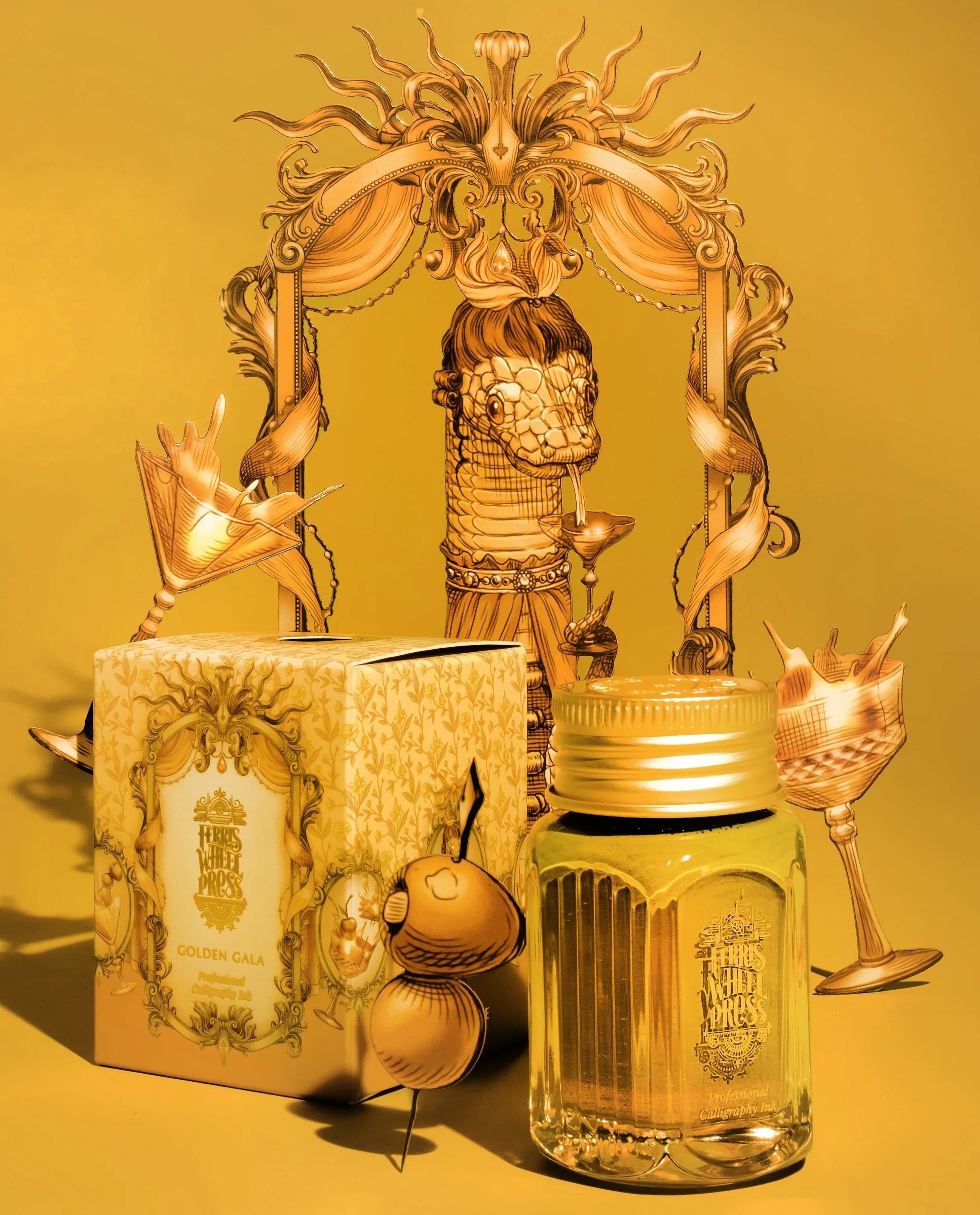 Flacon d'encre FERRIS WHEEL PRESS - Professional Calligraphy Ink - Golden Gala - 28 ml - 818351002761