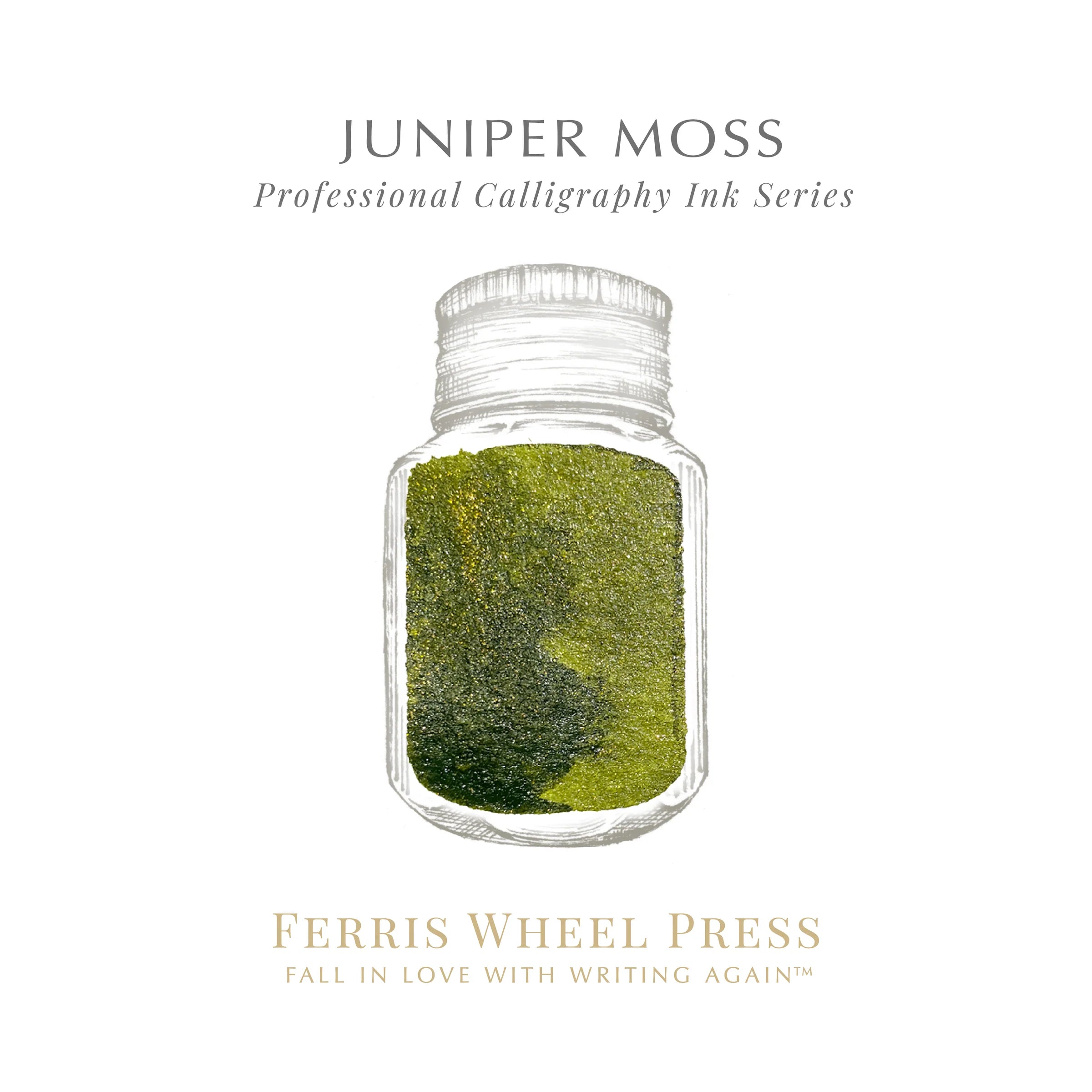 Flacon d'encre FERRIS WHEEL PRESS - Professional Calligraphy Ink - Juniper Moss - 28 ml - 818351003256