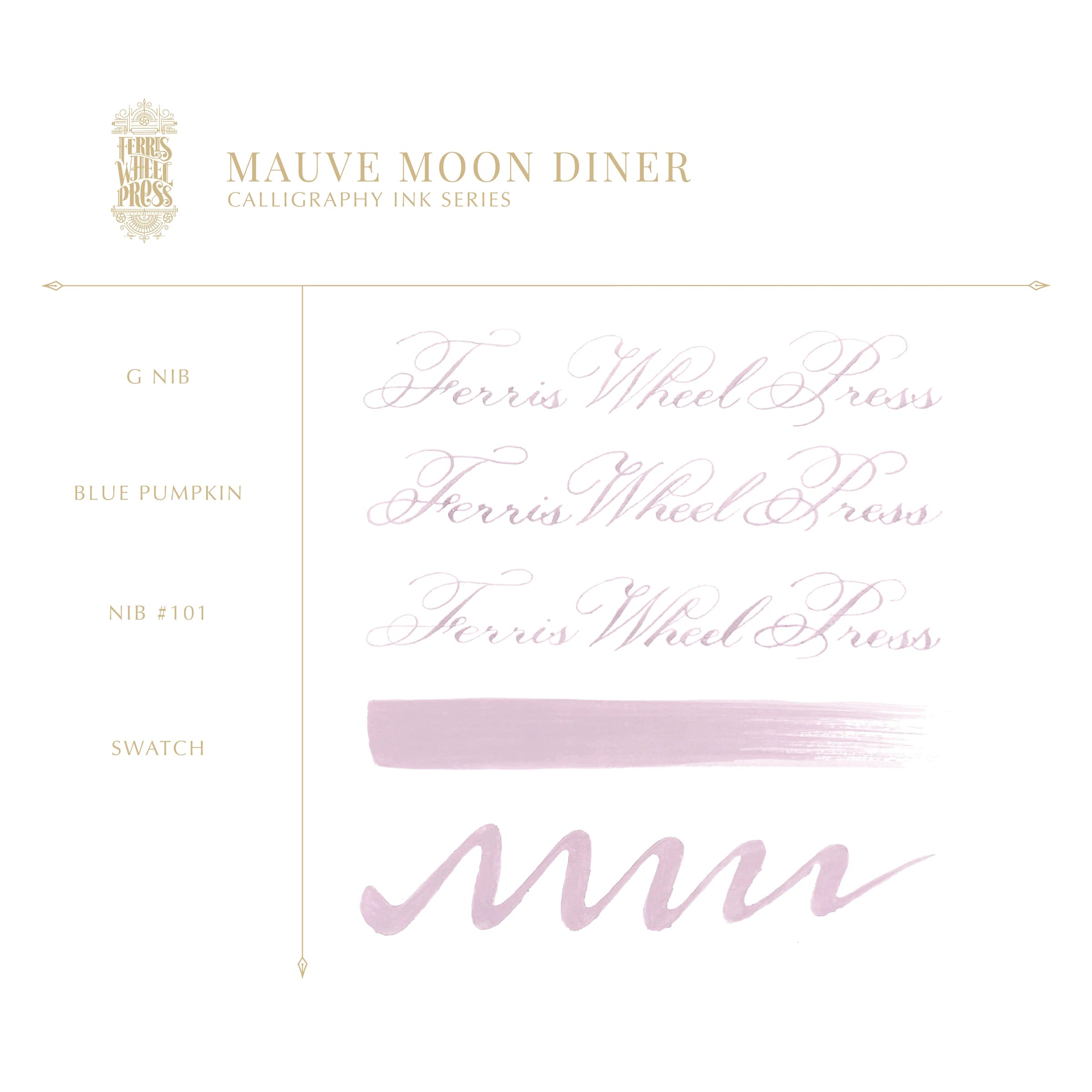 Flacon d'encre FERRIS WHEEL PRESS - Professional Calligraphy Ink - Mauve Moon Diner (28ml) -