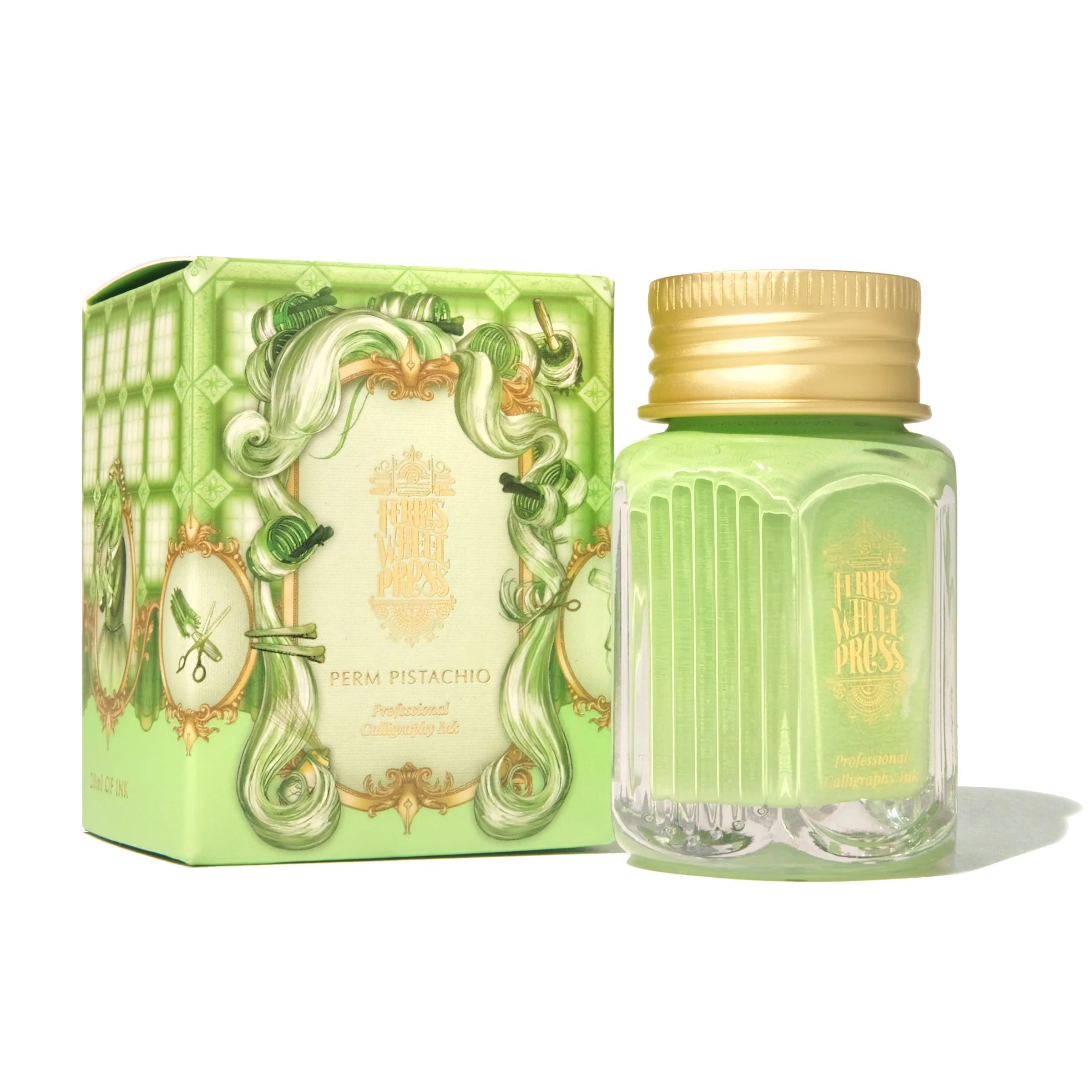 Flacon d'encre FERRIS WHEEL PRESS - Professional Calligraphy Ink - Perm Pistachio (28ml) - 818351004628