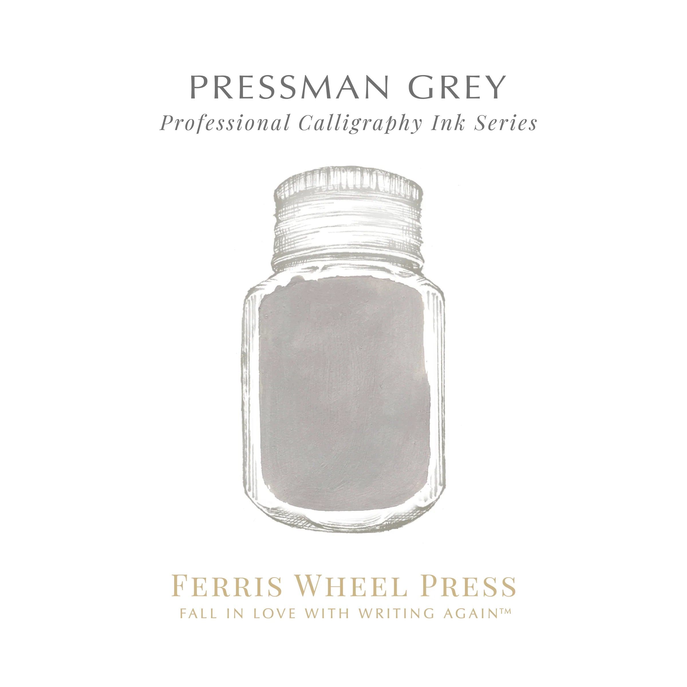 Flacon d'encre FERRIS WHEEL PRESS - Professional Calligraphy Ink - Pressman Grey - 28 ml - 818351003546