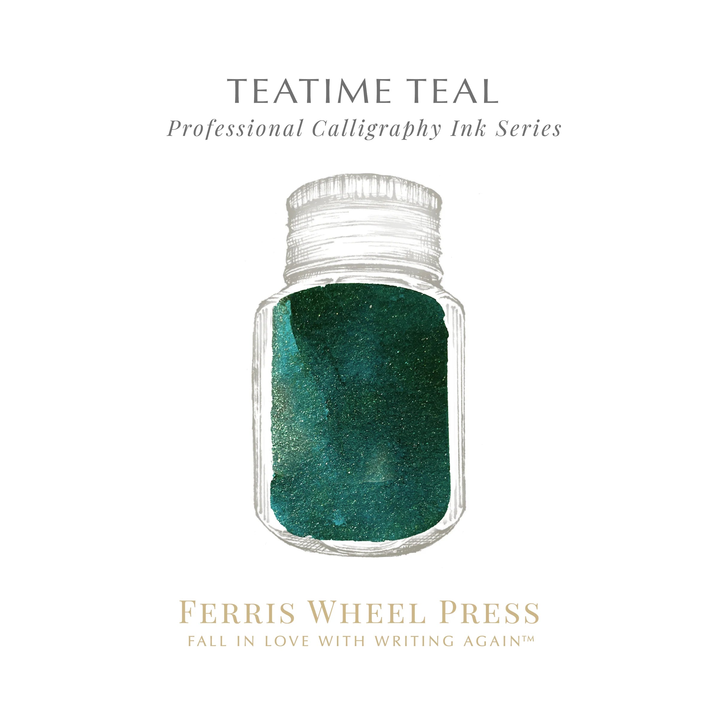 Flacon d'encre FERRIS WHEEL PRESS - Professional Calligraphy Ink - Teatime Teal - 28 ml - 818351002778