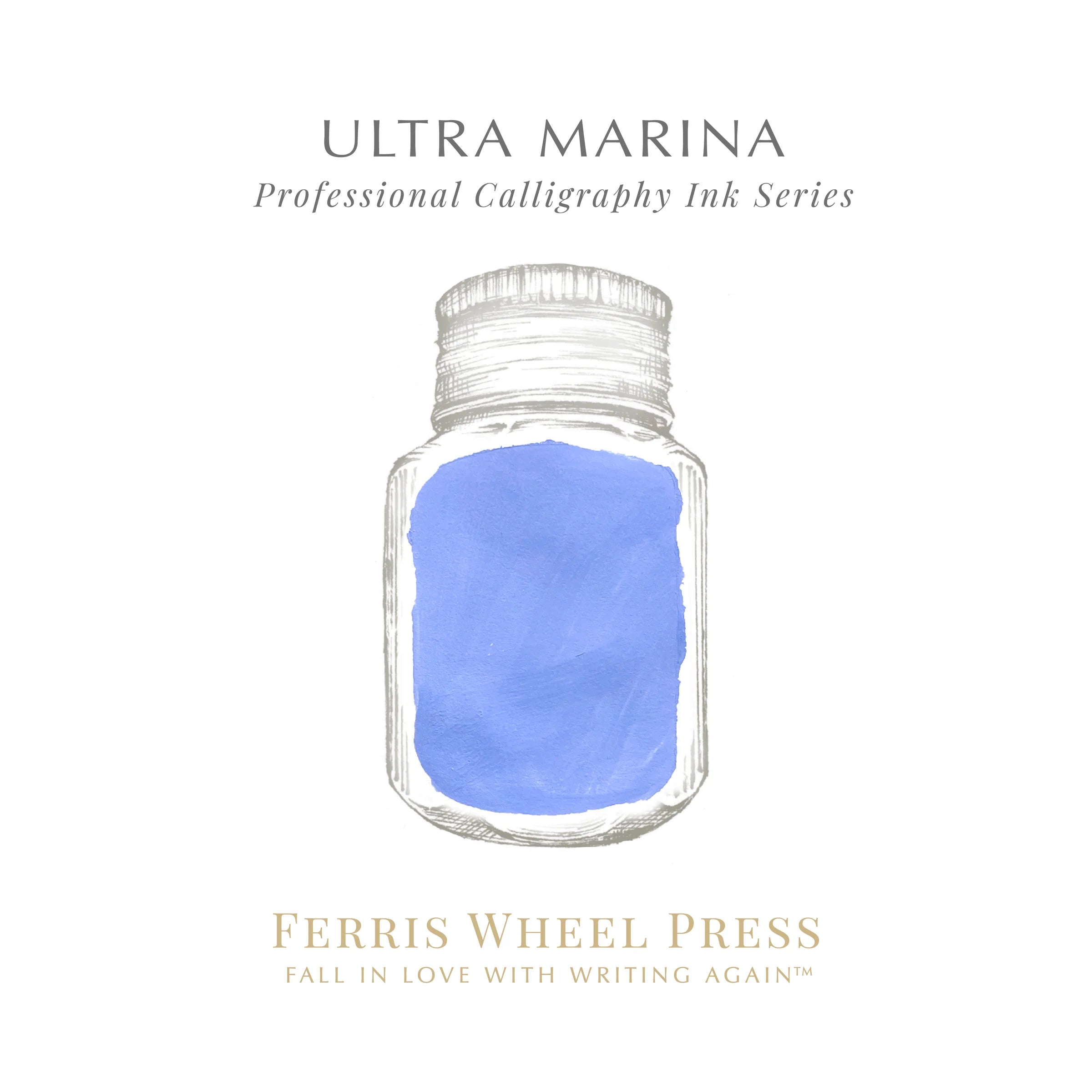 Flacon d'encre FERRIS WHEEL PRESS - Professional Calligraphy Ink - Ultra Marina - 28 ml - 818351003263
