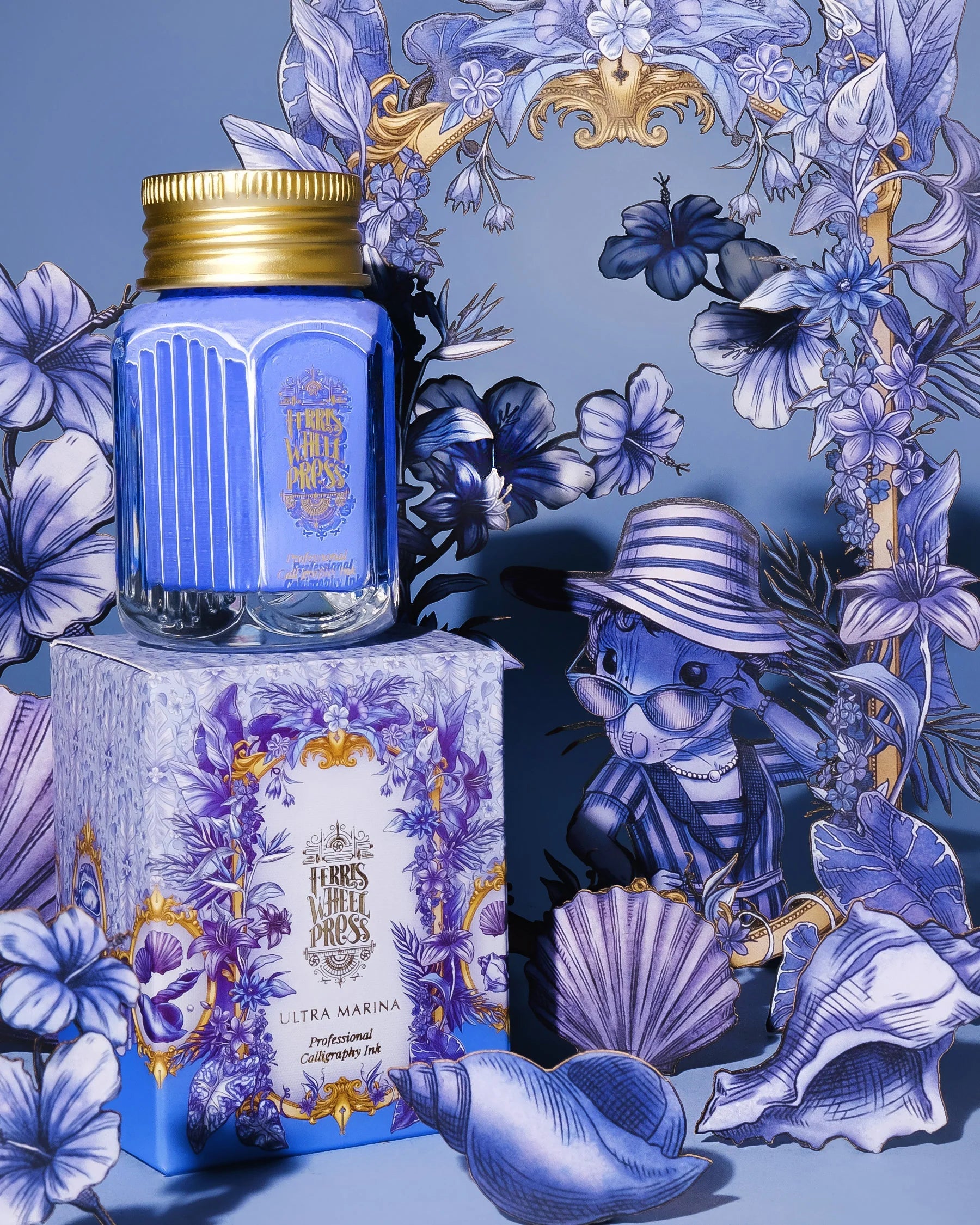 Flacon d'encre FERRIS WHEEL PRESS - Professional Calligraphy Ink - Ultra Marina - 28 ml - 818351003263