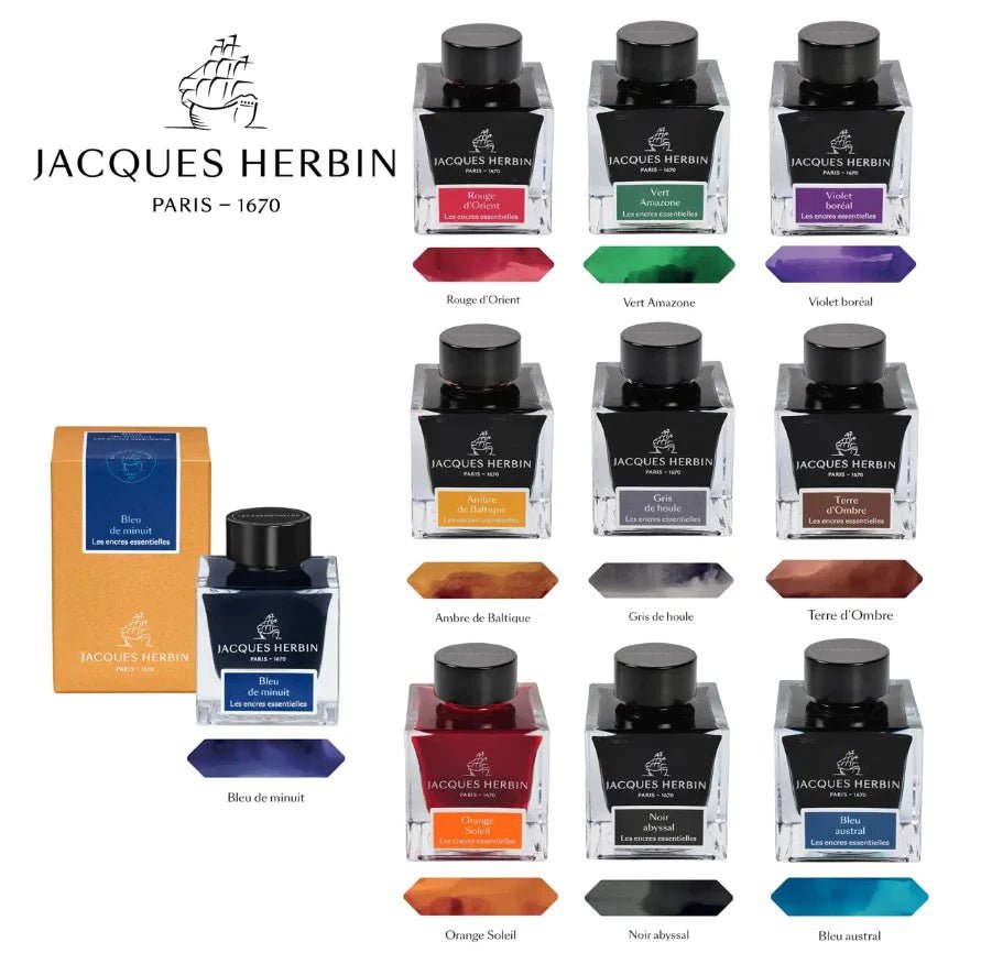 Flacon d'encre JACQUES HERBIN - Les Encres Essentielles - Bleu de Minuit - 50 ml - 3188555131190