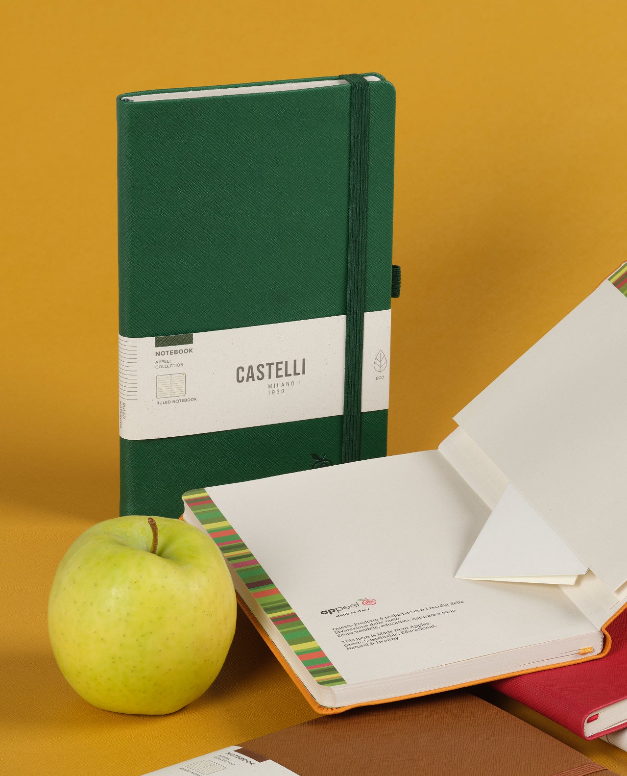 Carnet CASTELLI MILANO Appeel Classic - 19 x 25 cm - Hardcover - Ligné - Green