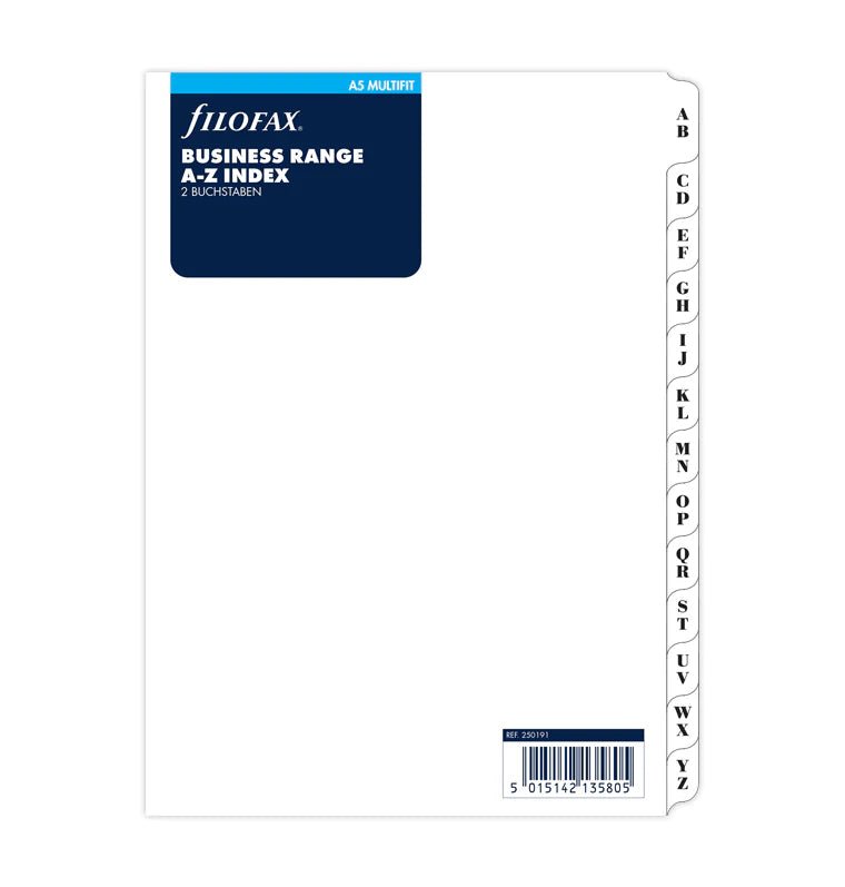 Index alphabétique FILOFAX - Blanc - A5 - A5 - 5015142135805