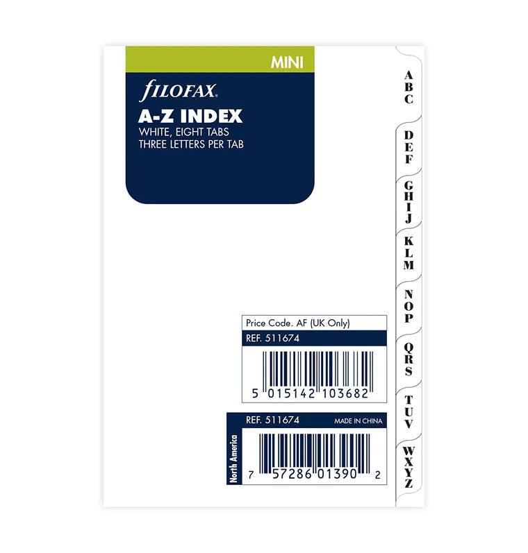 Index alphabétique FILOFAX - Blanc - Mini - Mini - 5015142103682