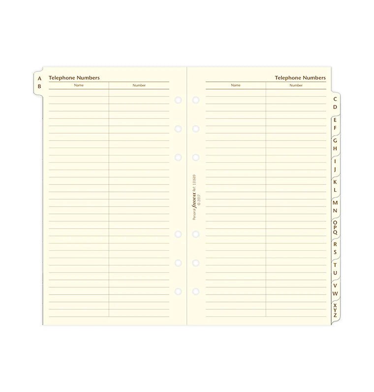 Index alphabétique pour contacts téléphoniques FILOFAX - Cotton Cream - Personal - Personal - 5015142128265