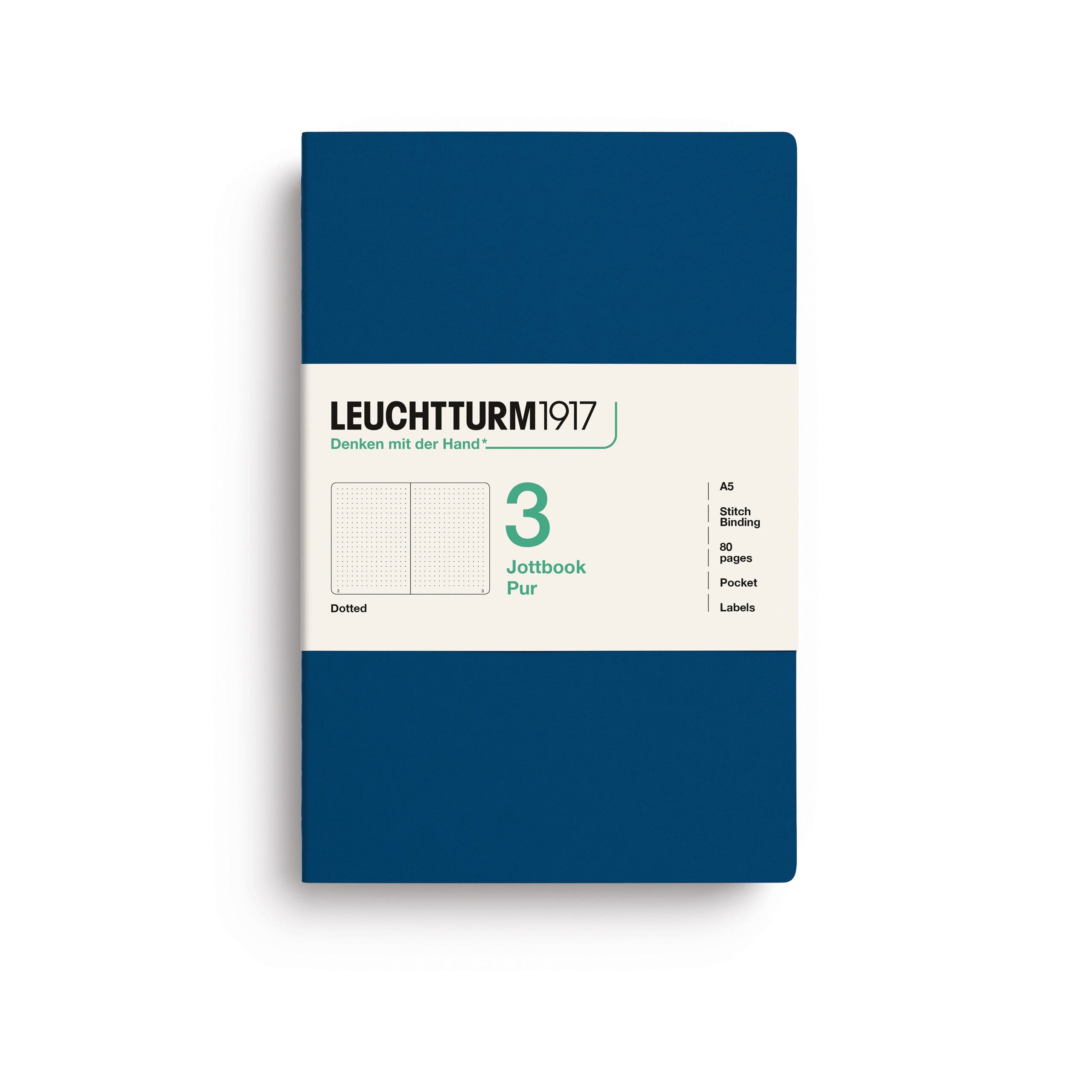 Carnet LEUCHTTURM1917 Jottbook Pur - A5 - Softcover - Pointillé - Indigo