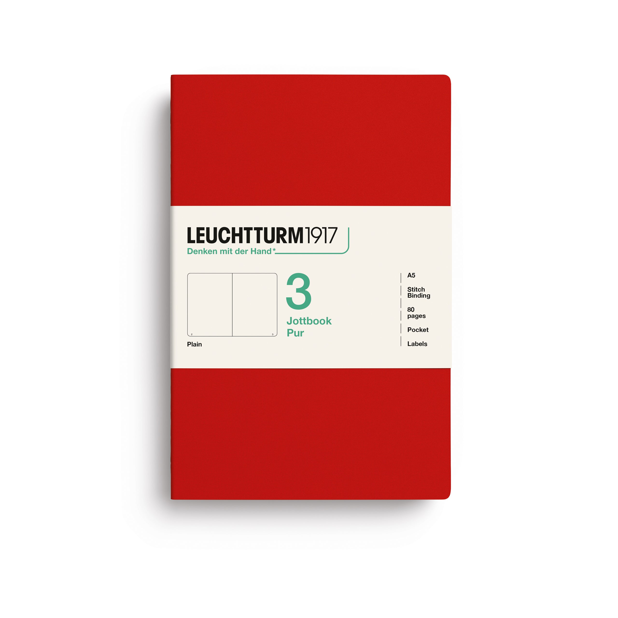 Carnet LEUCHTTURM1917 Jottbook Pur - A5 - Softcover - Uni - Cherry