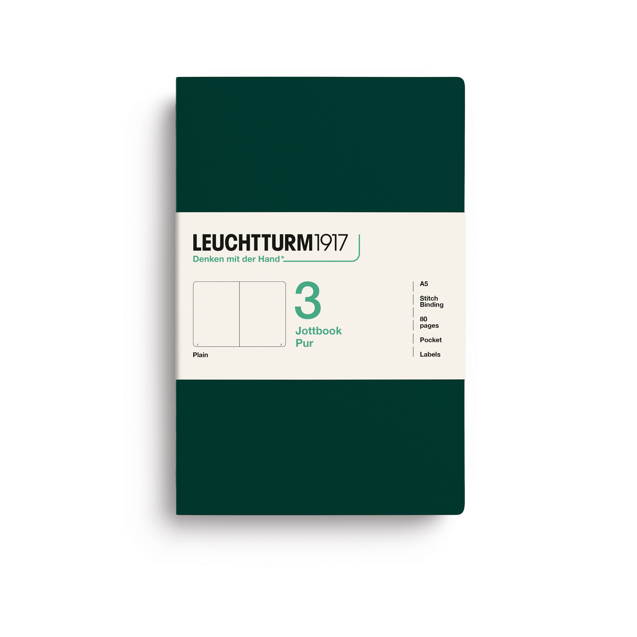 Carnet LEUCHTTURM1917 Jottbook Pur - A5 - Softcover - Uni - Forest Green