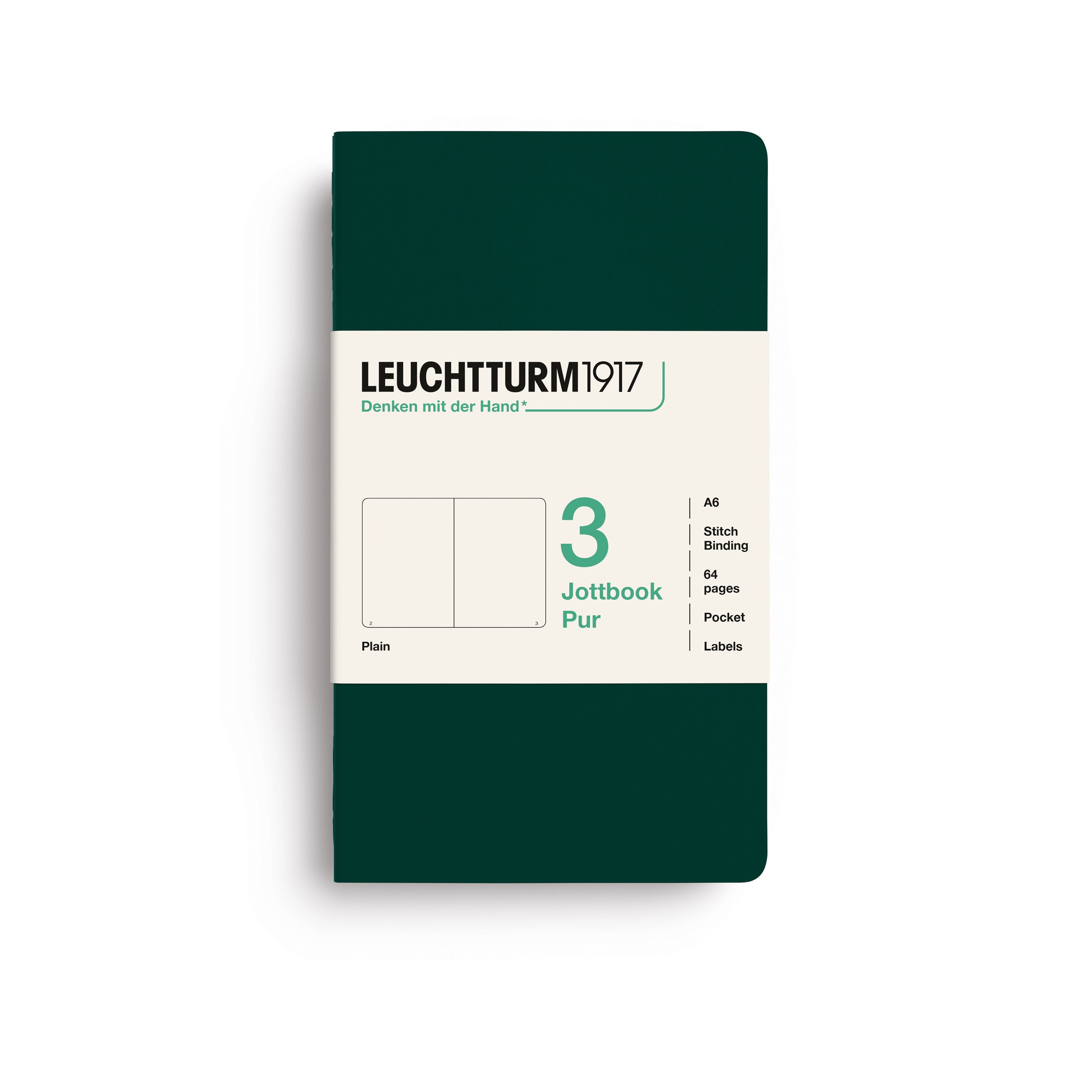 Carnet LEUCHTTURM1917 Jottbook Pur - A6 - Softcover - Uni - Forest Green