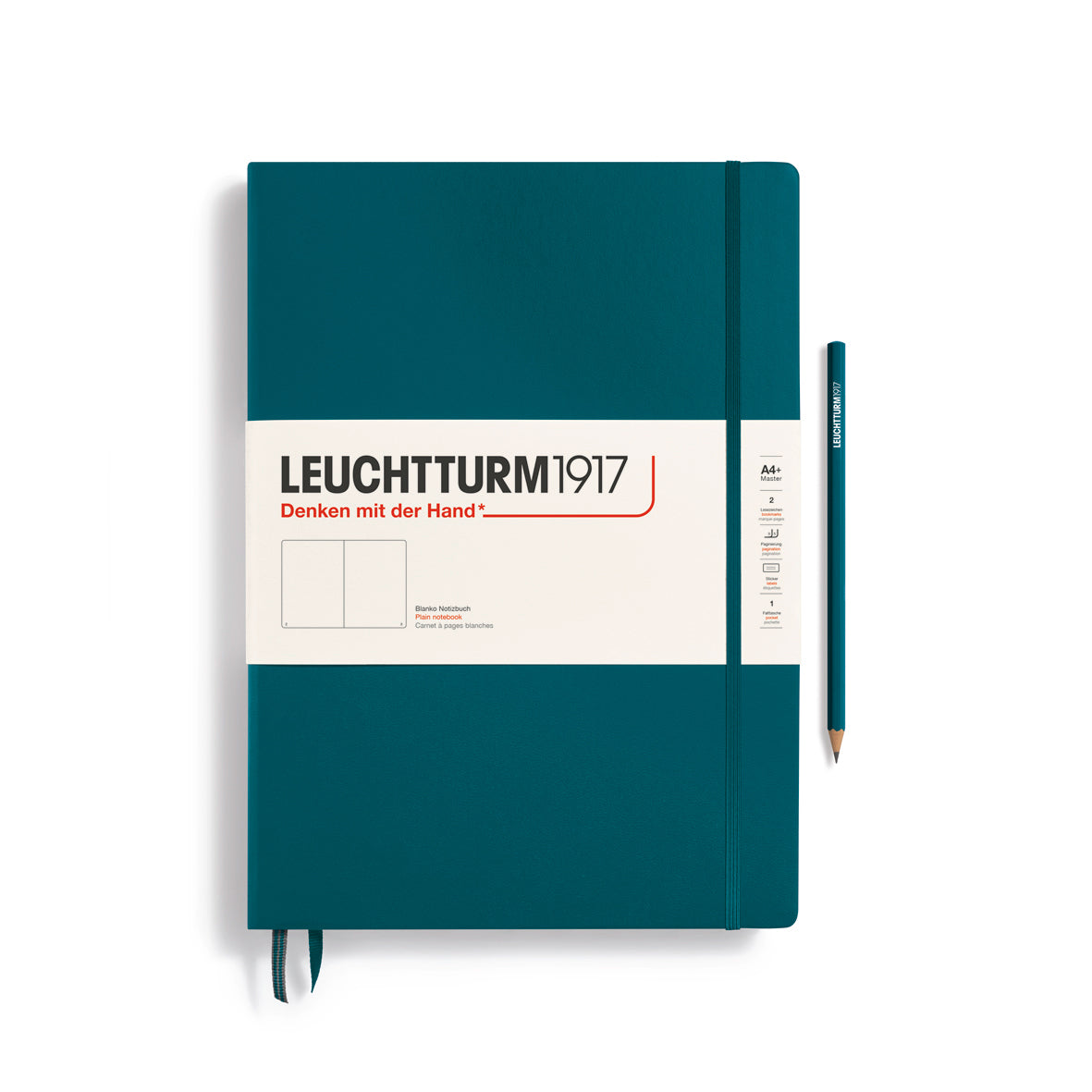 Leuchtturm1917 Carnet Classic Rigide Blanc A4+ / Blanc / Pacific Green