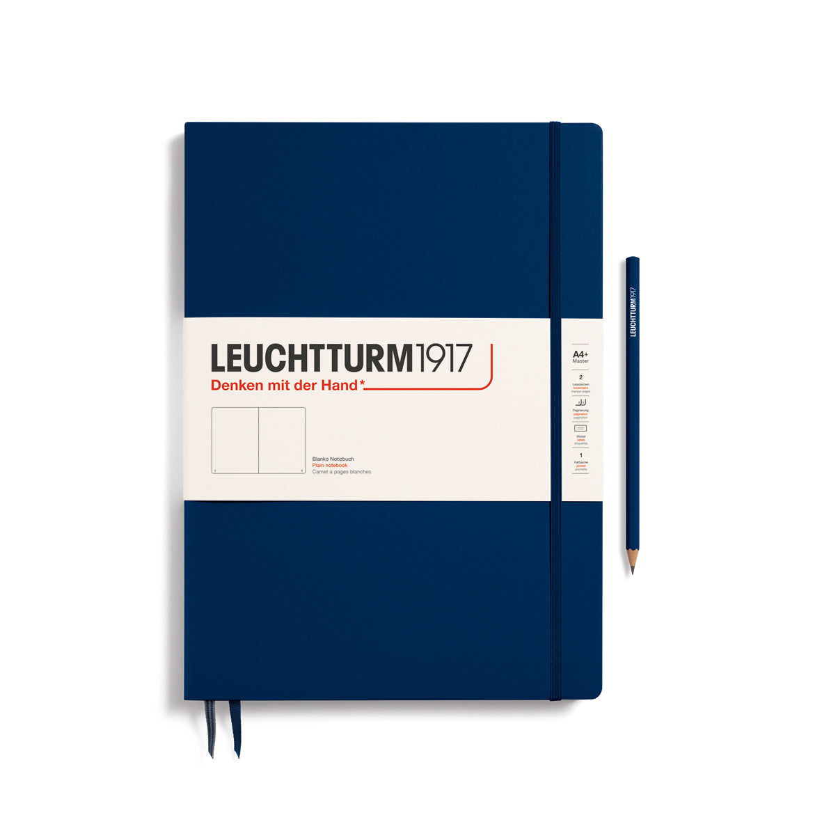 Leuchtturm1917 Carnet Classic Rigide Blanc A4+ Slim / Blanc / Marine 4004117393983