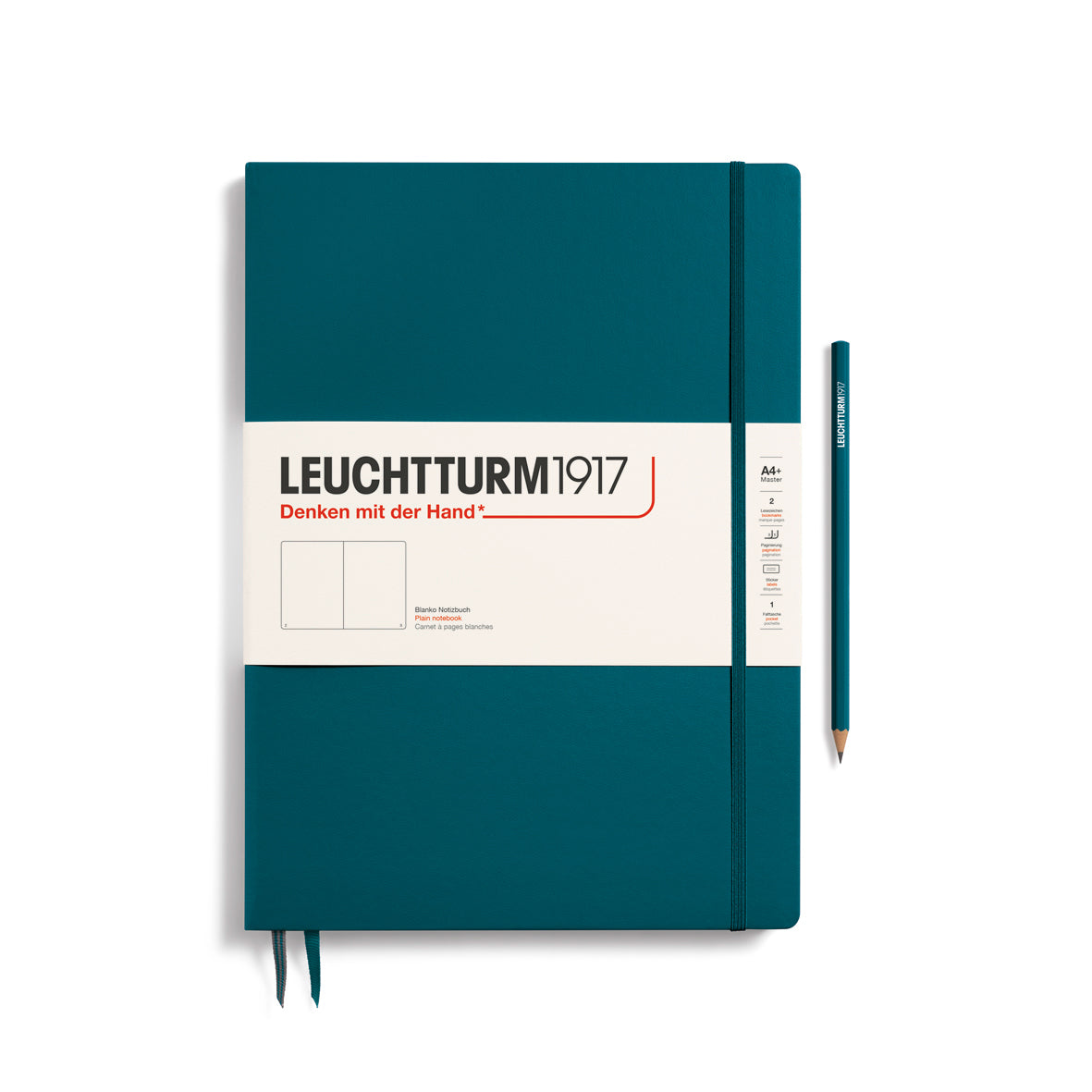Leuchtturm1917 Carnet Classic Rigide Blanc A4+ Slim / Blanc / Pacific Green 4004117552861